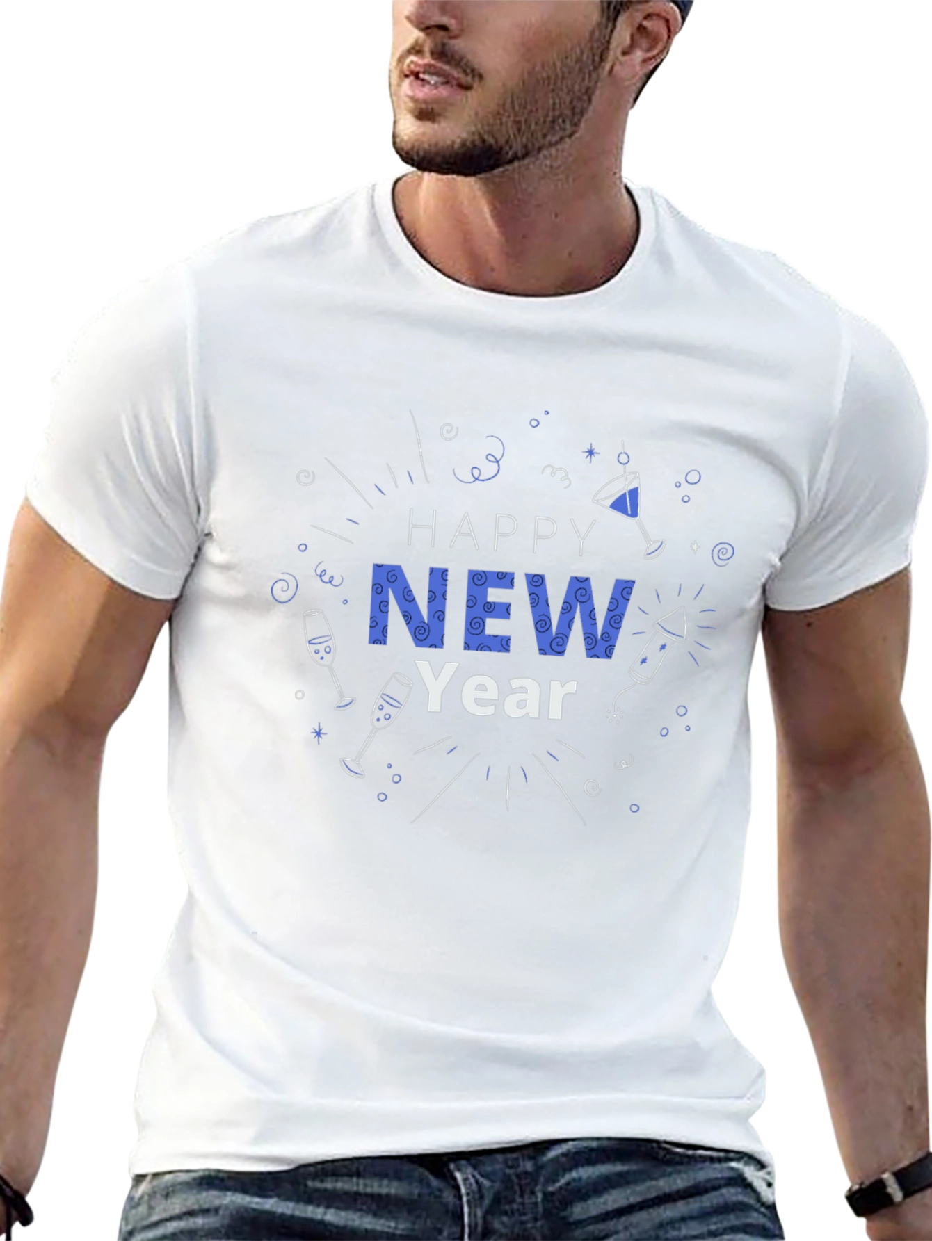 Happy New Year Graphic Tee - Black