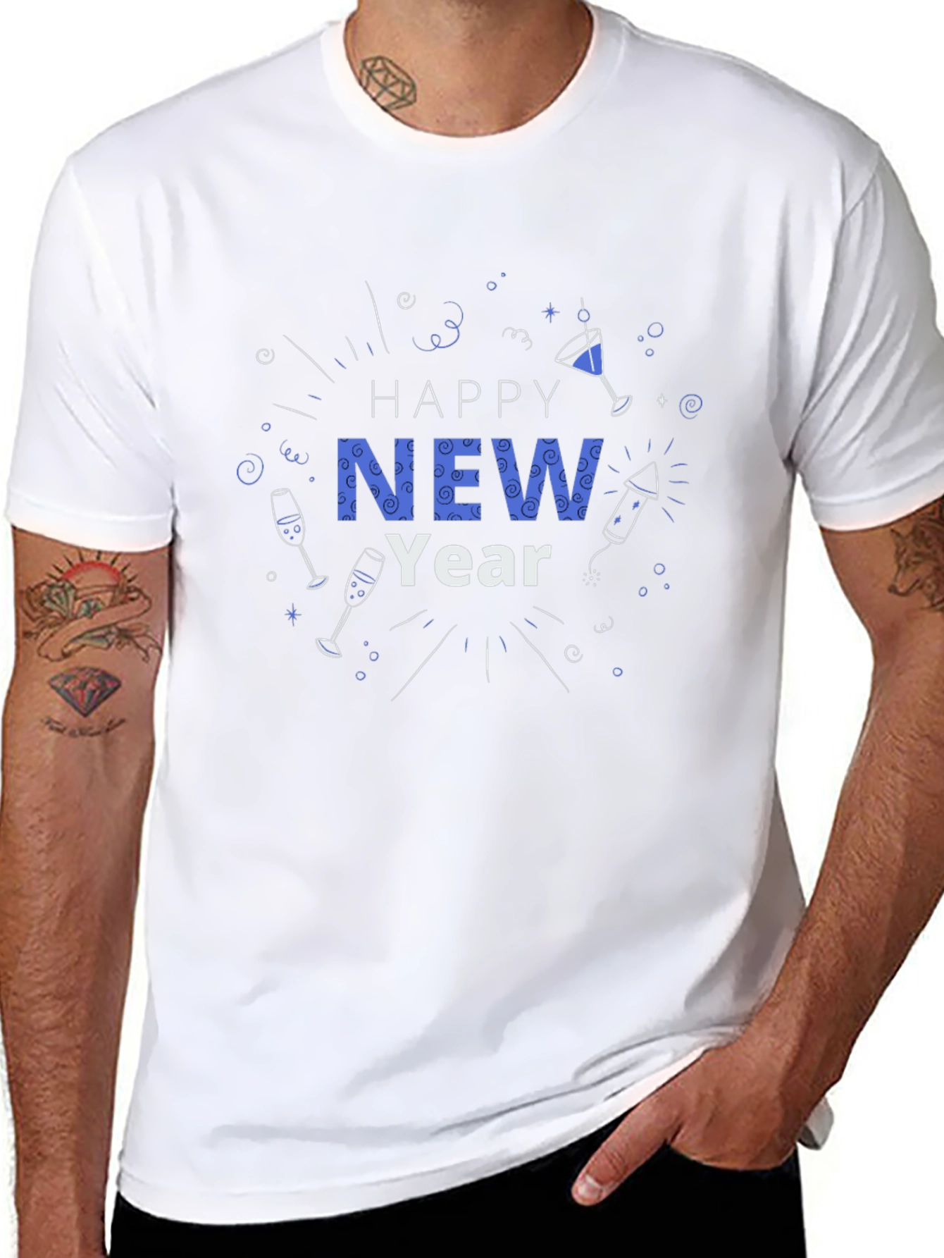 Happy New Year Graphic Tee - Black