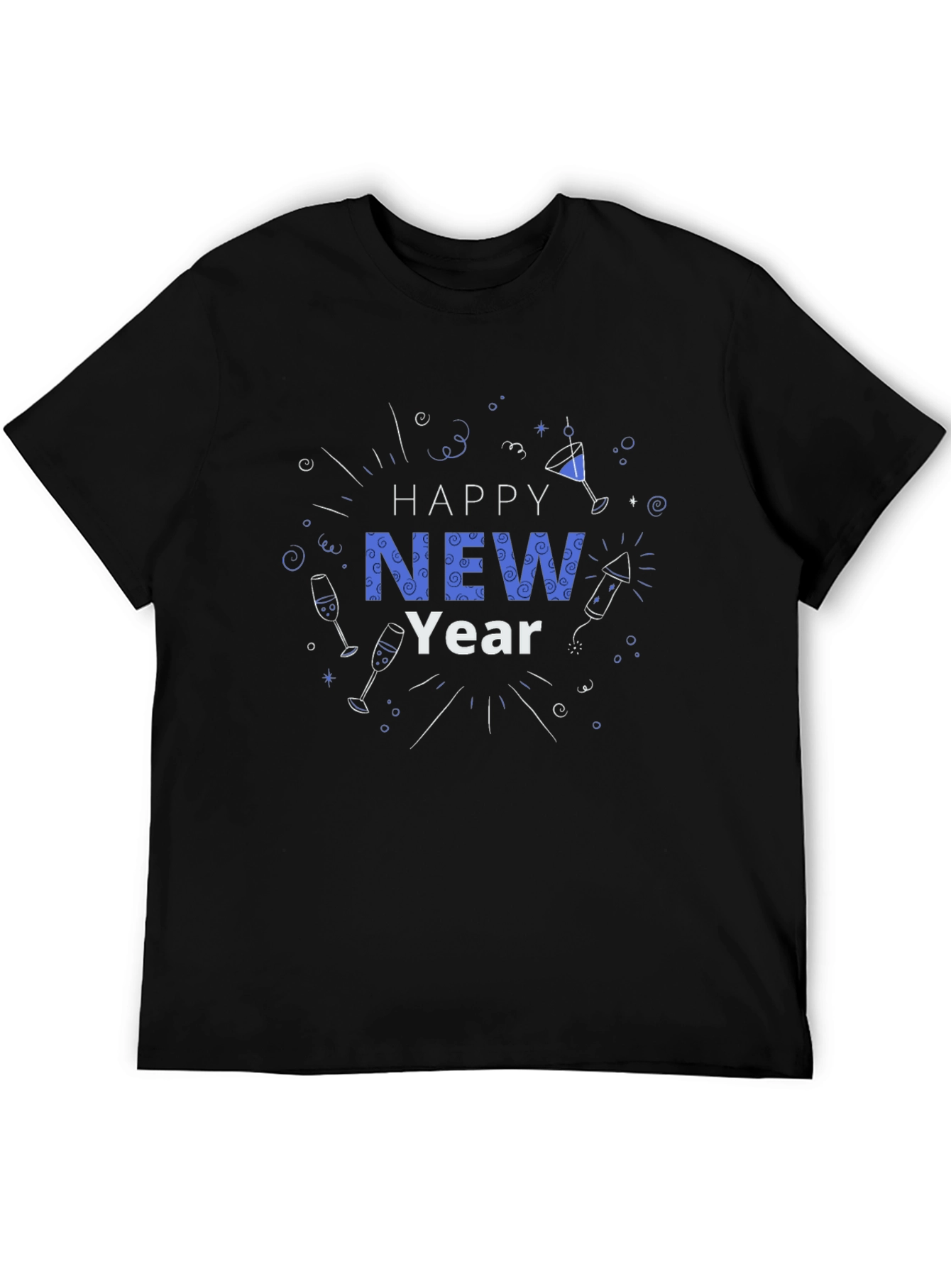 Happy New Year Graphic Tee - Black