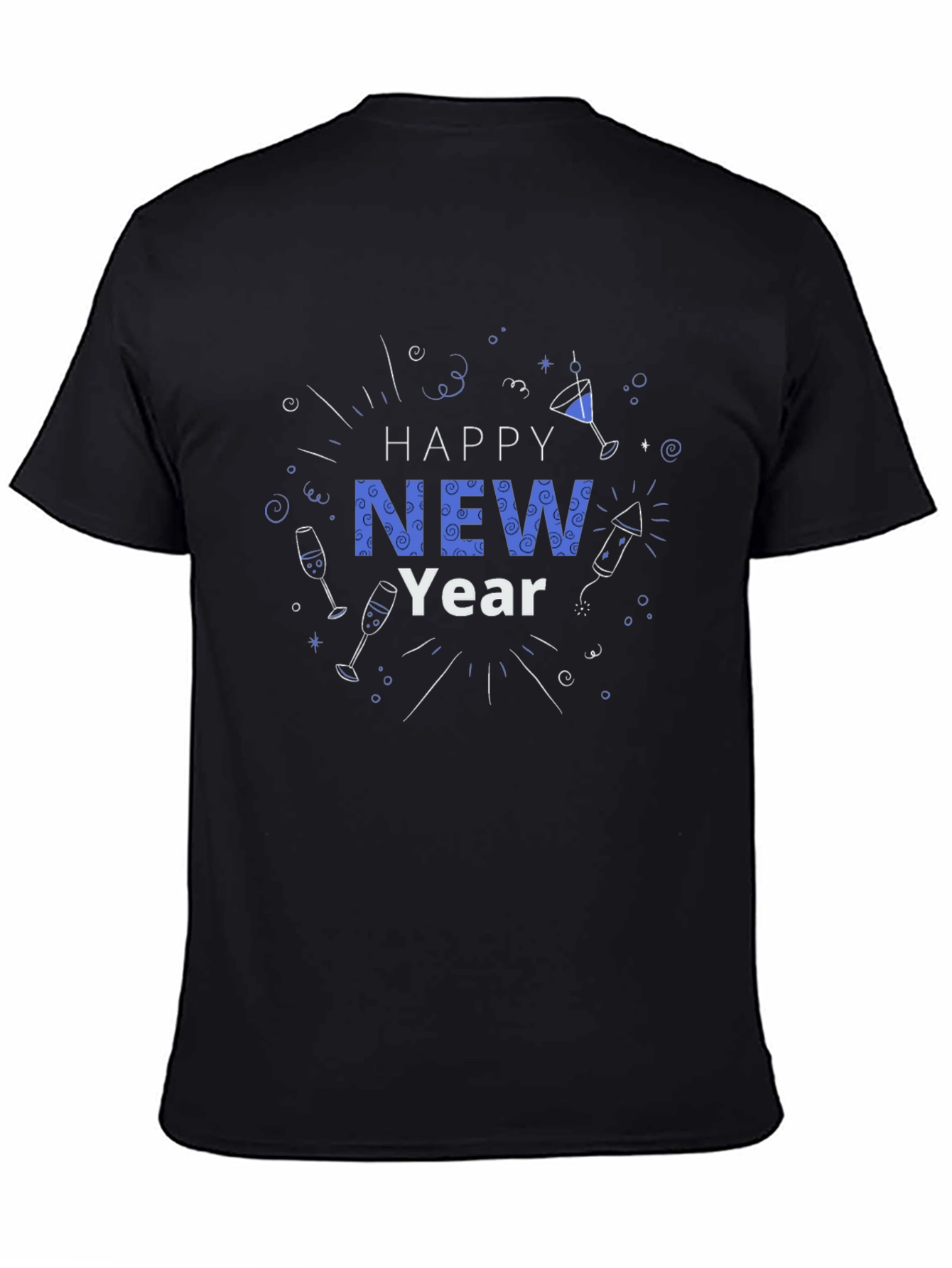 Happy New Year Graphic Tee - Black