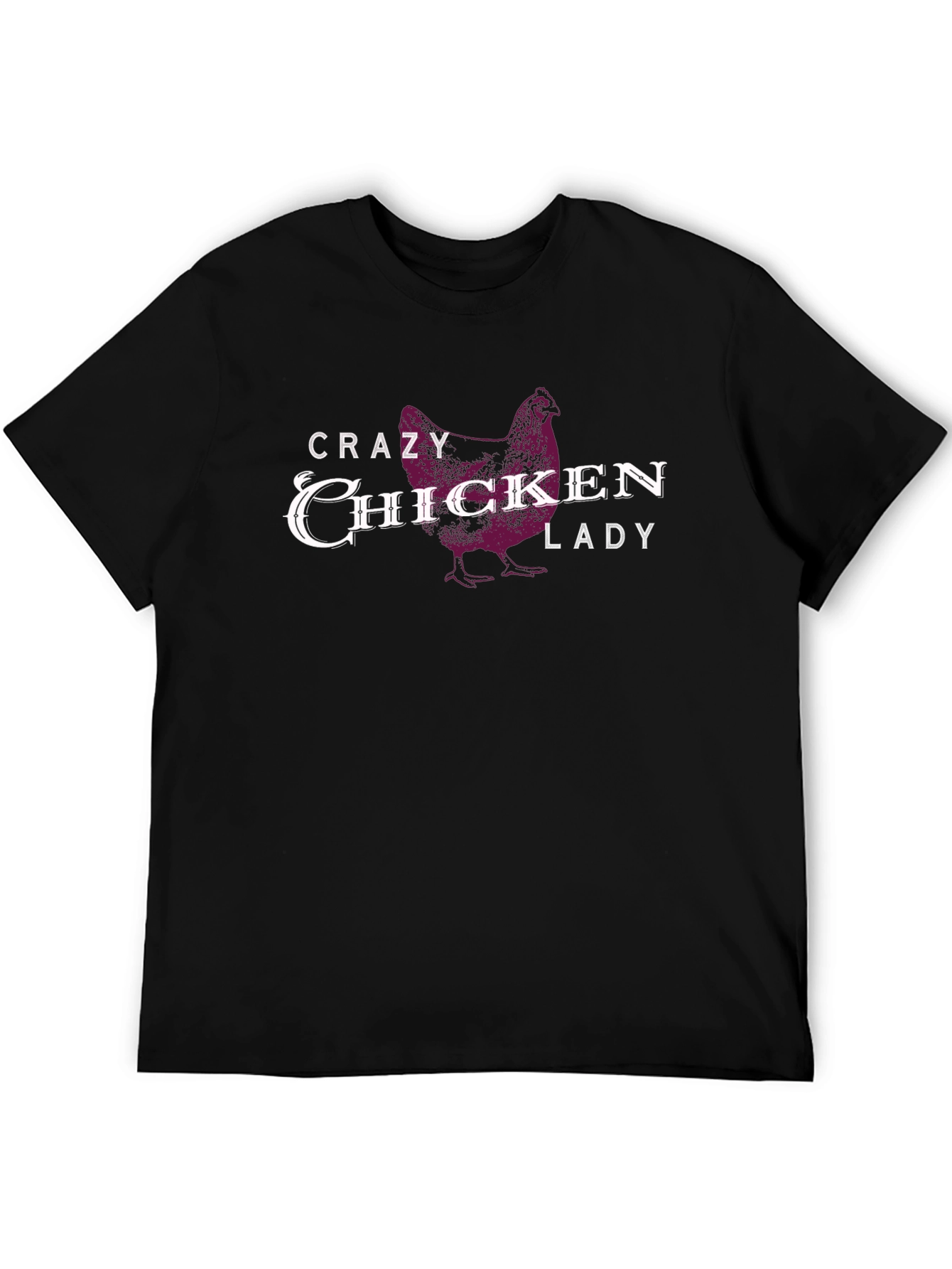 Crazy Chicken Lady Graphic T-Shirt - Black