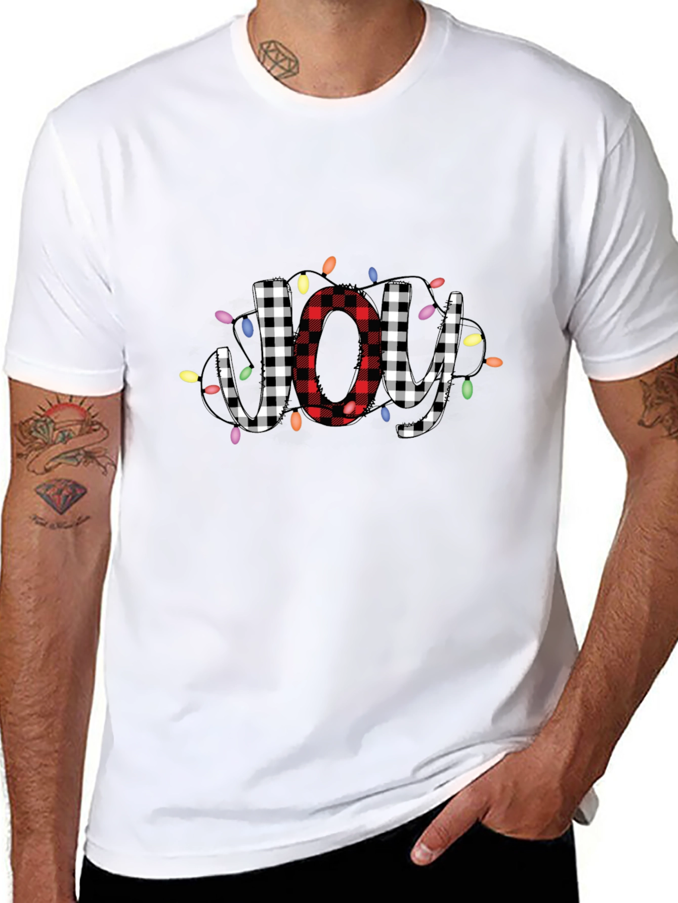 Festive JOY Plaid Graphic Tee
