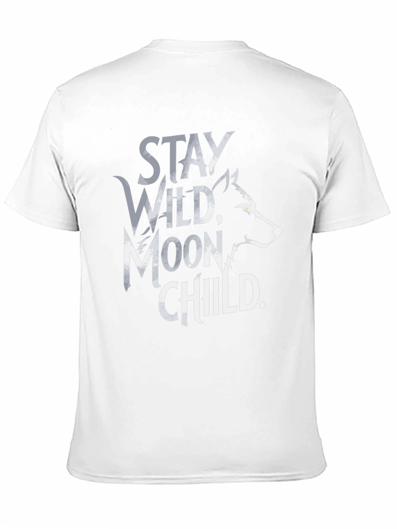 Stay Wild Moon Child T-Shirt - Black Wolf Design