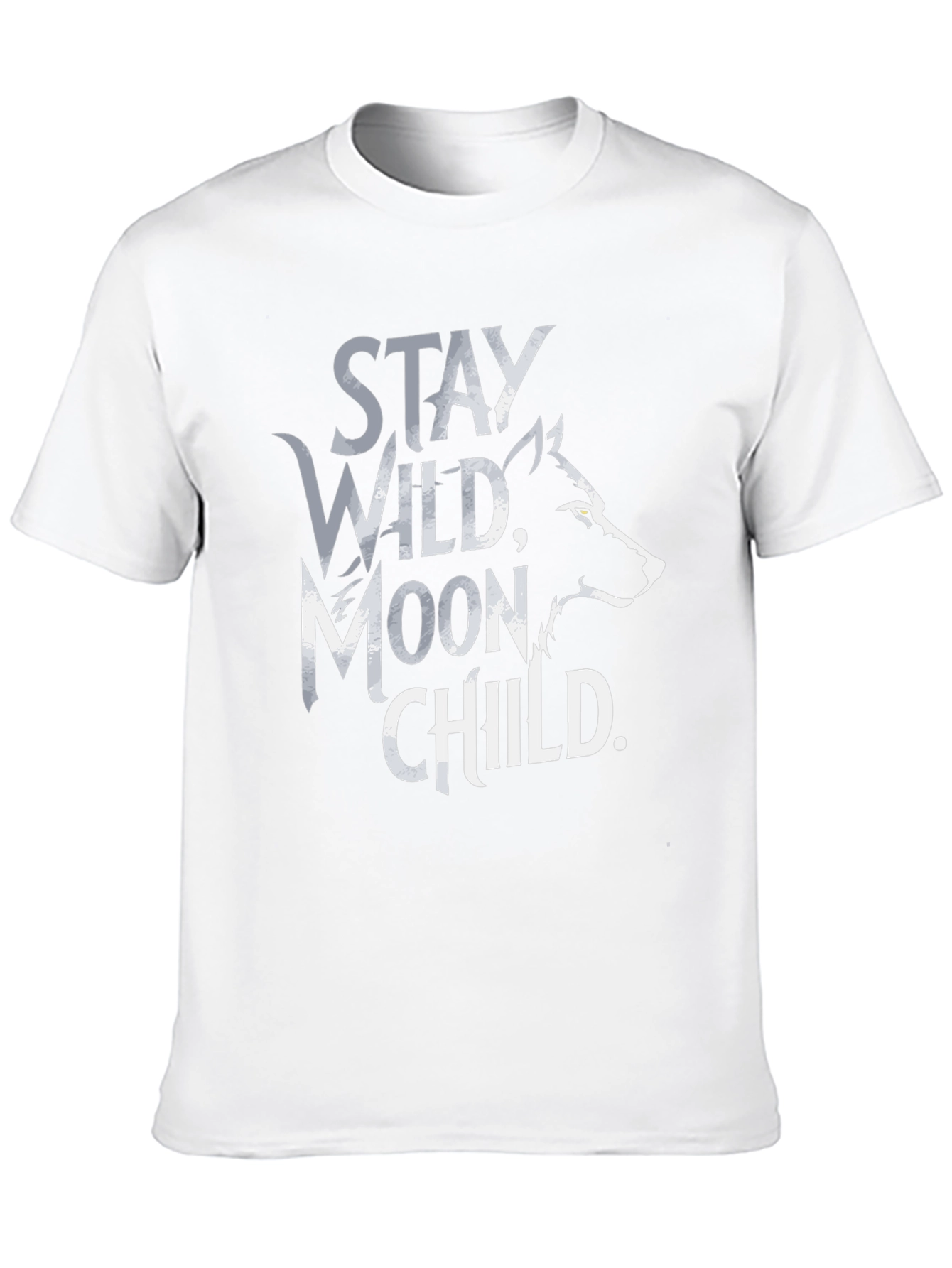 Stay Wild Moon Child T-Shirt - Black Wolf Design