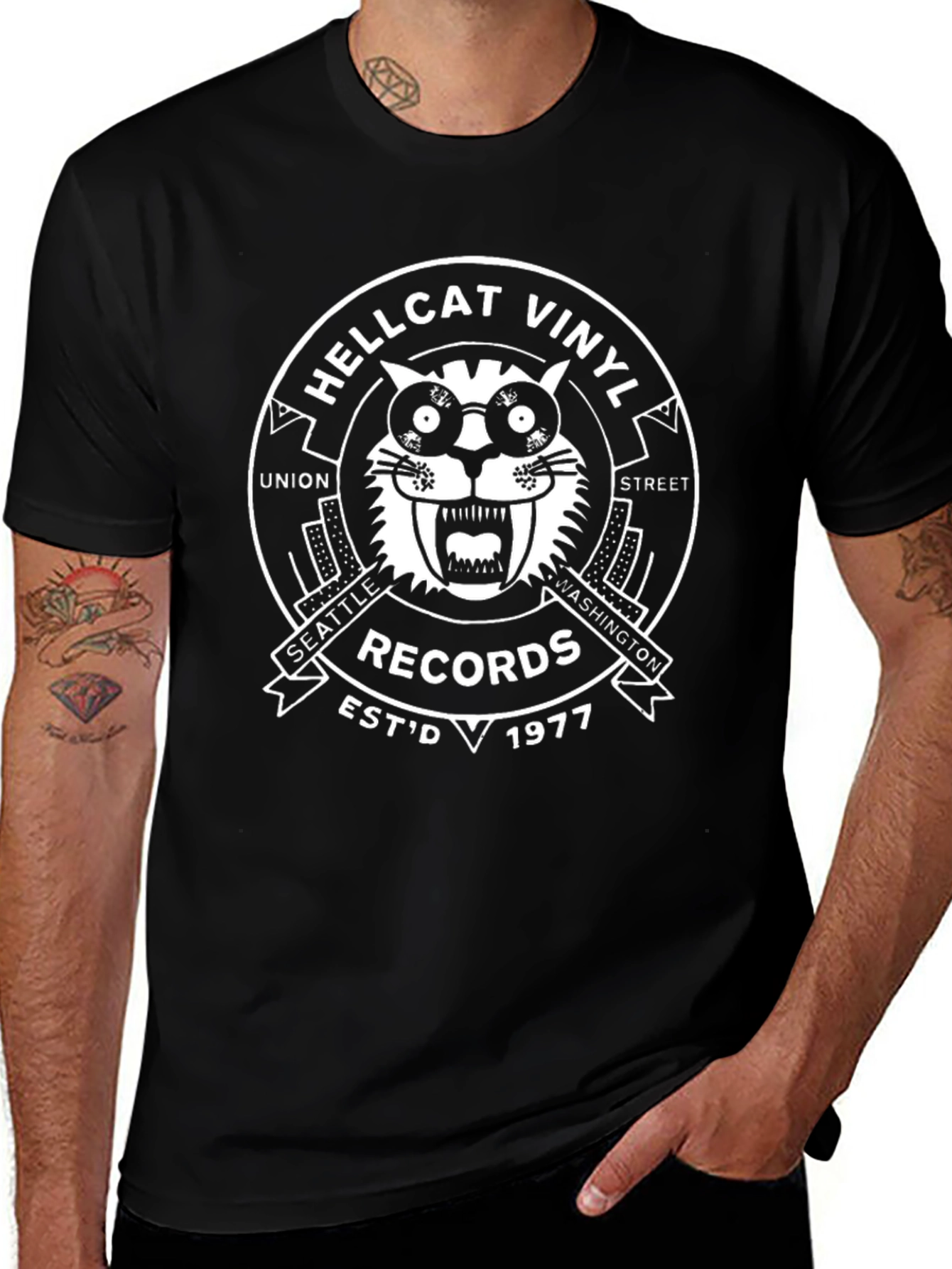 Hellcat Vinyl Records Black T-Shirt