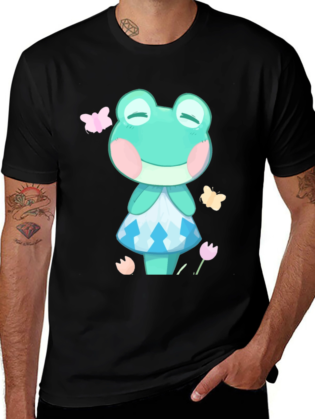 Frog Character Graphic Tee - Unisex Black T-Shirt