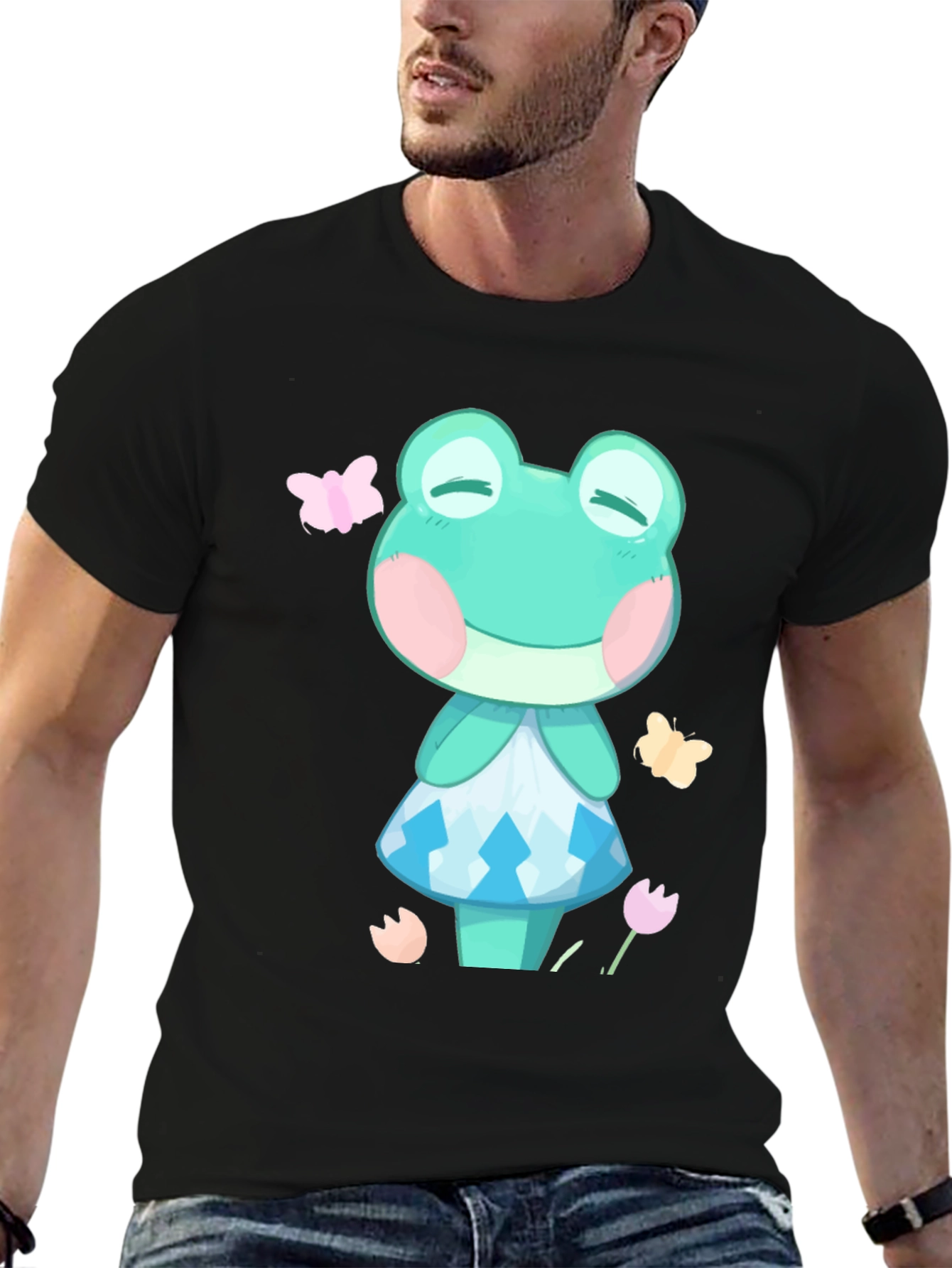 Frog Character Graphic Tee - Unisex Black T-Shirt