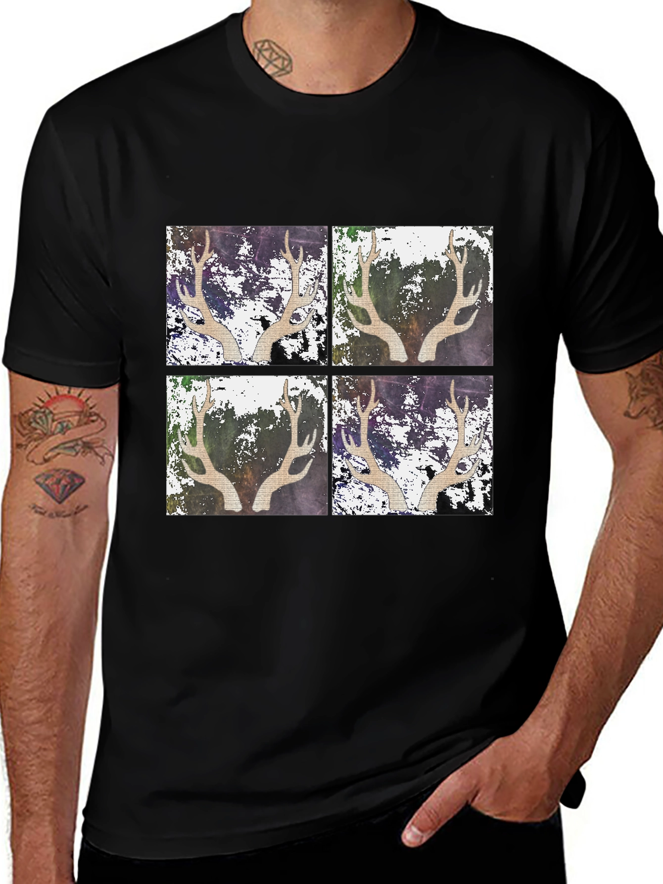 Antler Art Black T-Shirt