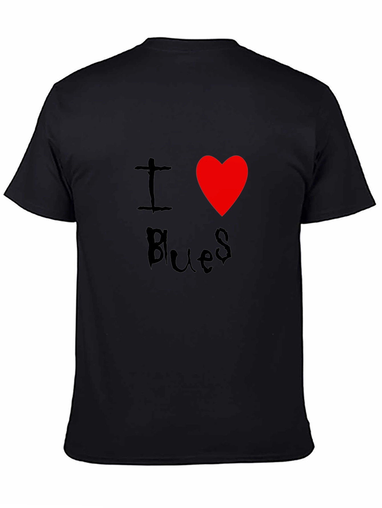I Love Blues T-Shirt Black Cotton Graphic Tee