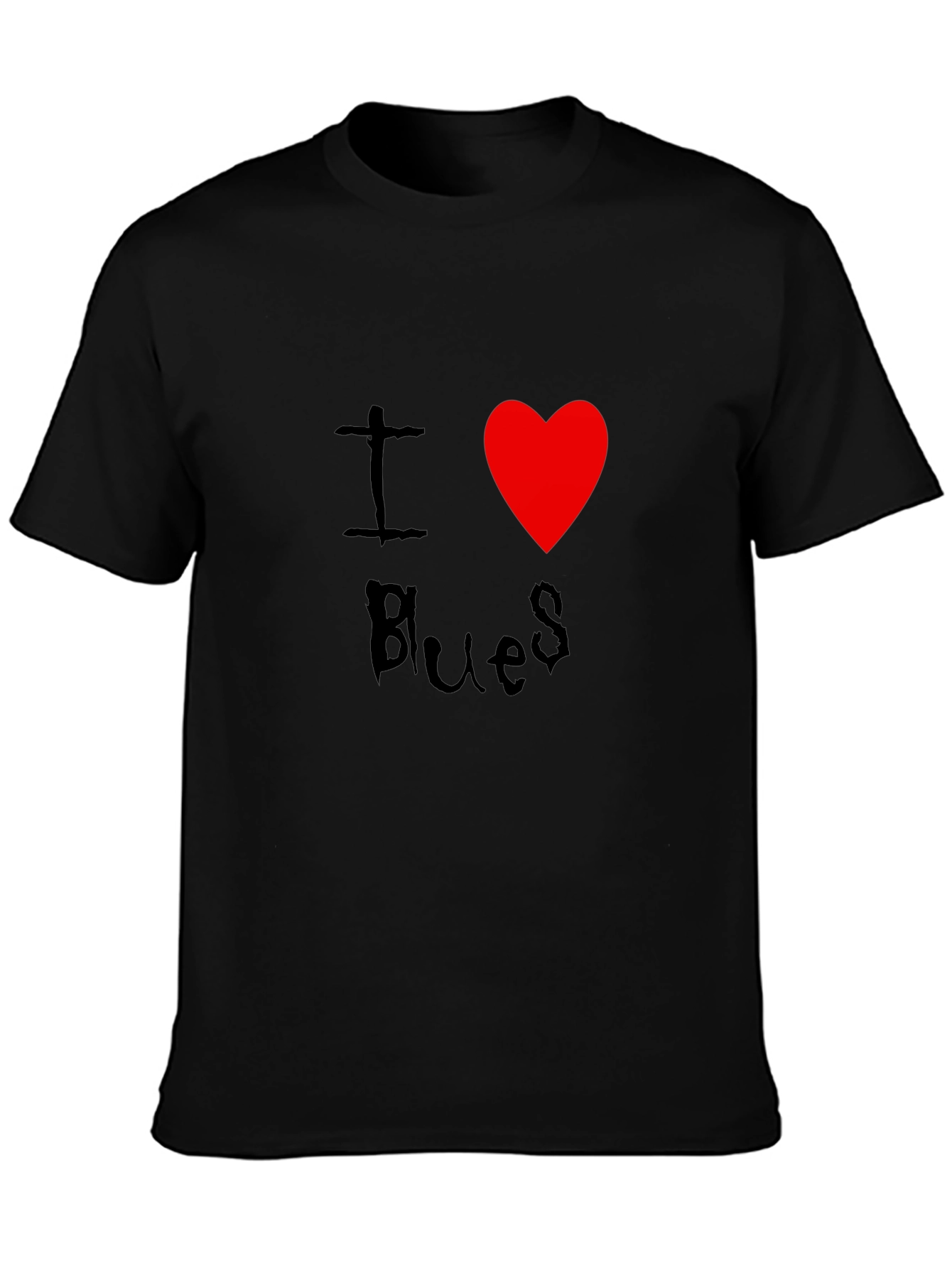 I Love Blues T-Shirt Black Cotton Graphic Tee