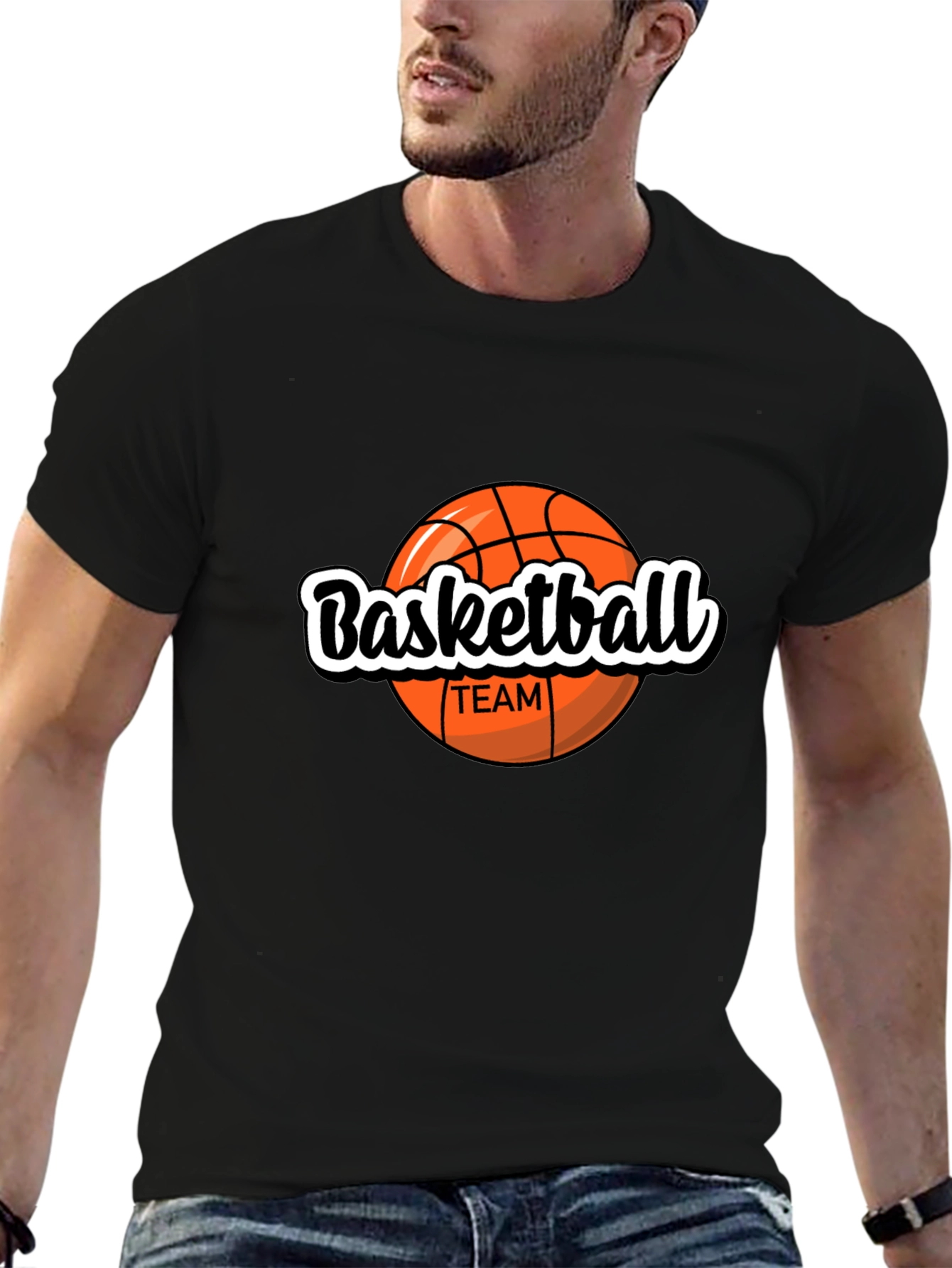 Basketball Team Graphic Black T-Shirt