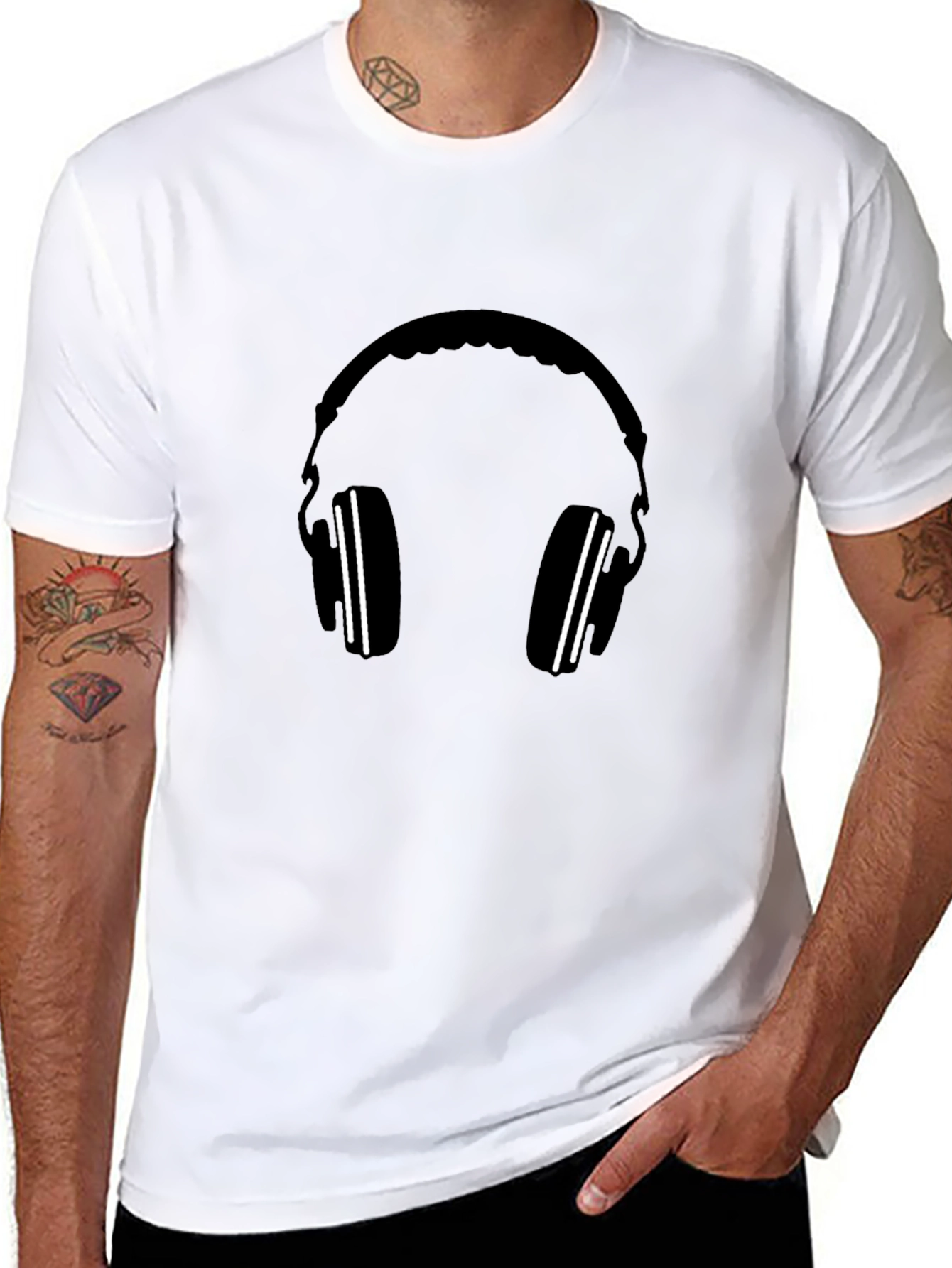 Headphone Graphic Tee - Black