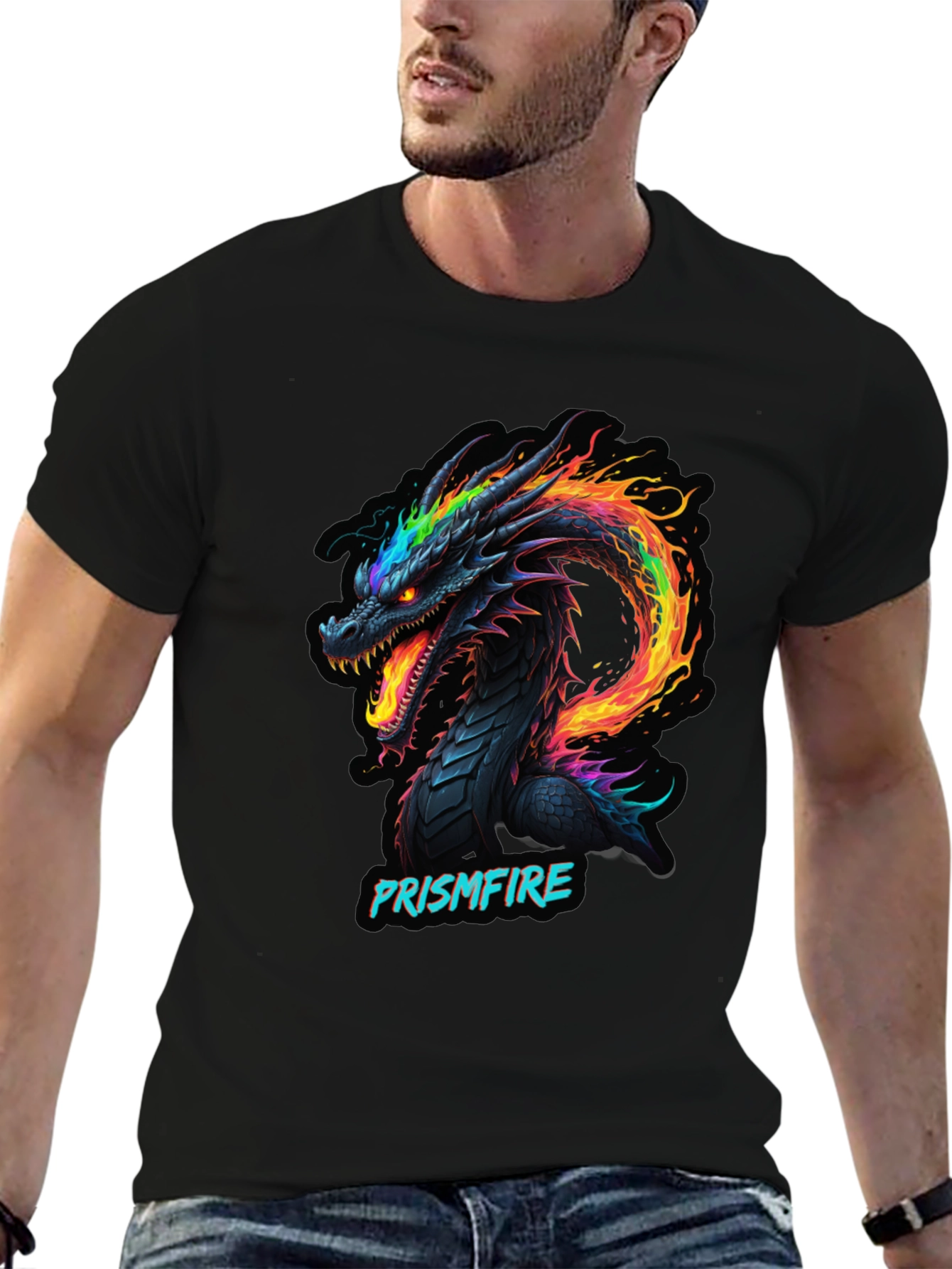 Prismfire Dragon Graphic Tee - Black