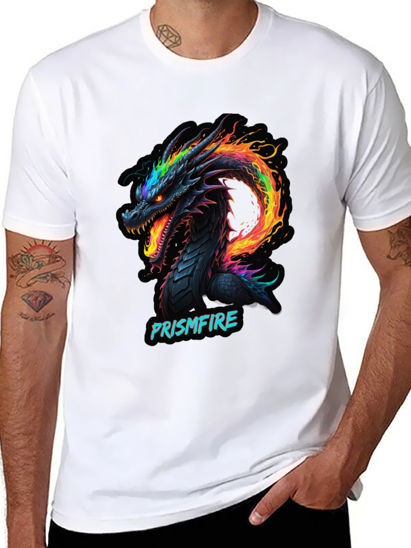 Prismfire Dragon Graphic Tee - Black