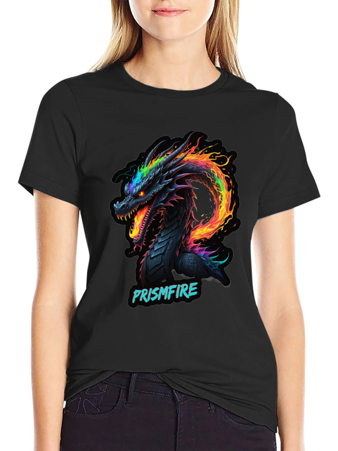 Prismfire Dragon Graphic Tee - Black