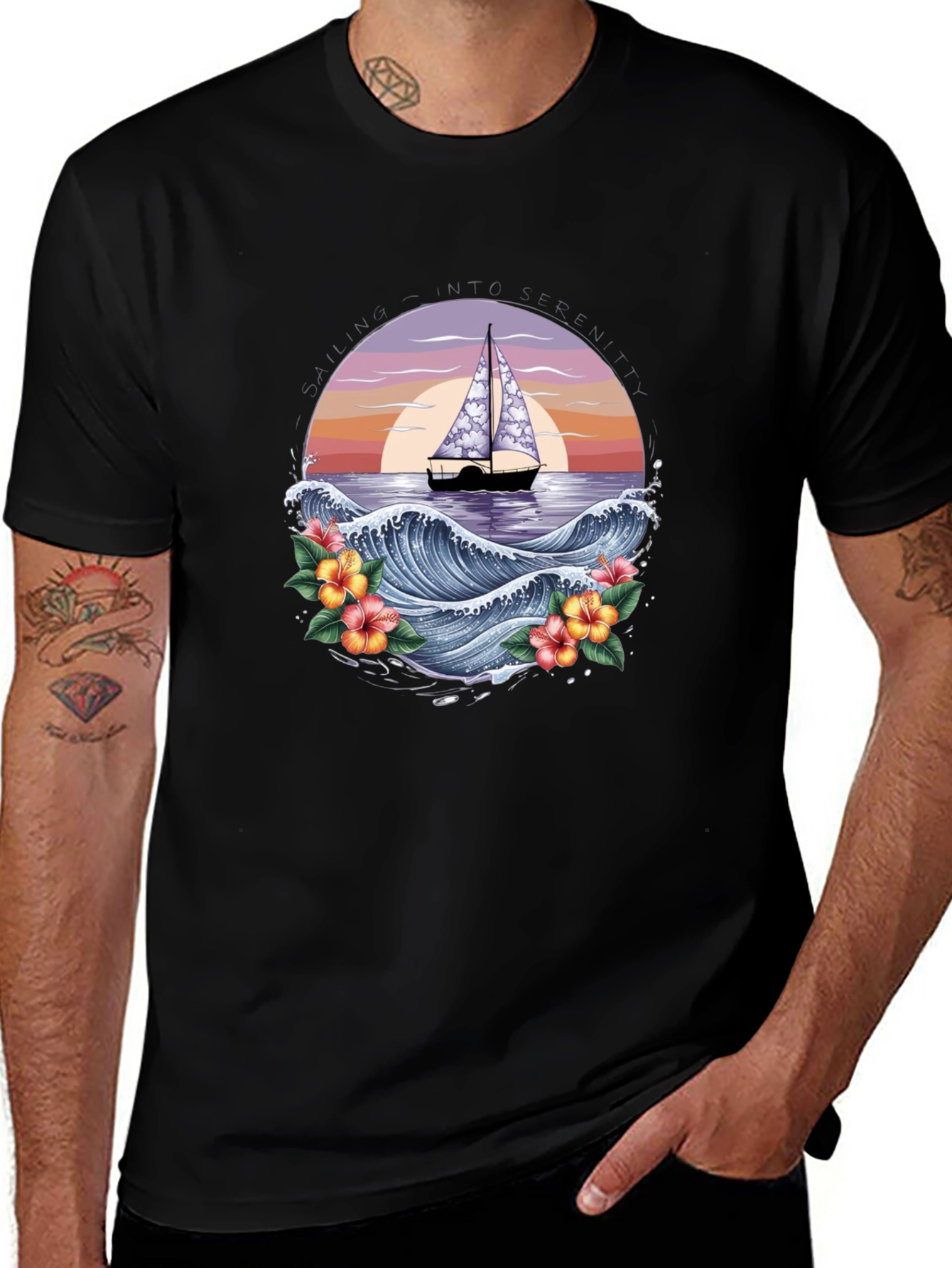 Tropical Sailboat Graphic Tee - Island Vibes