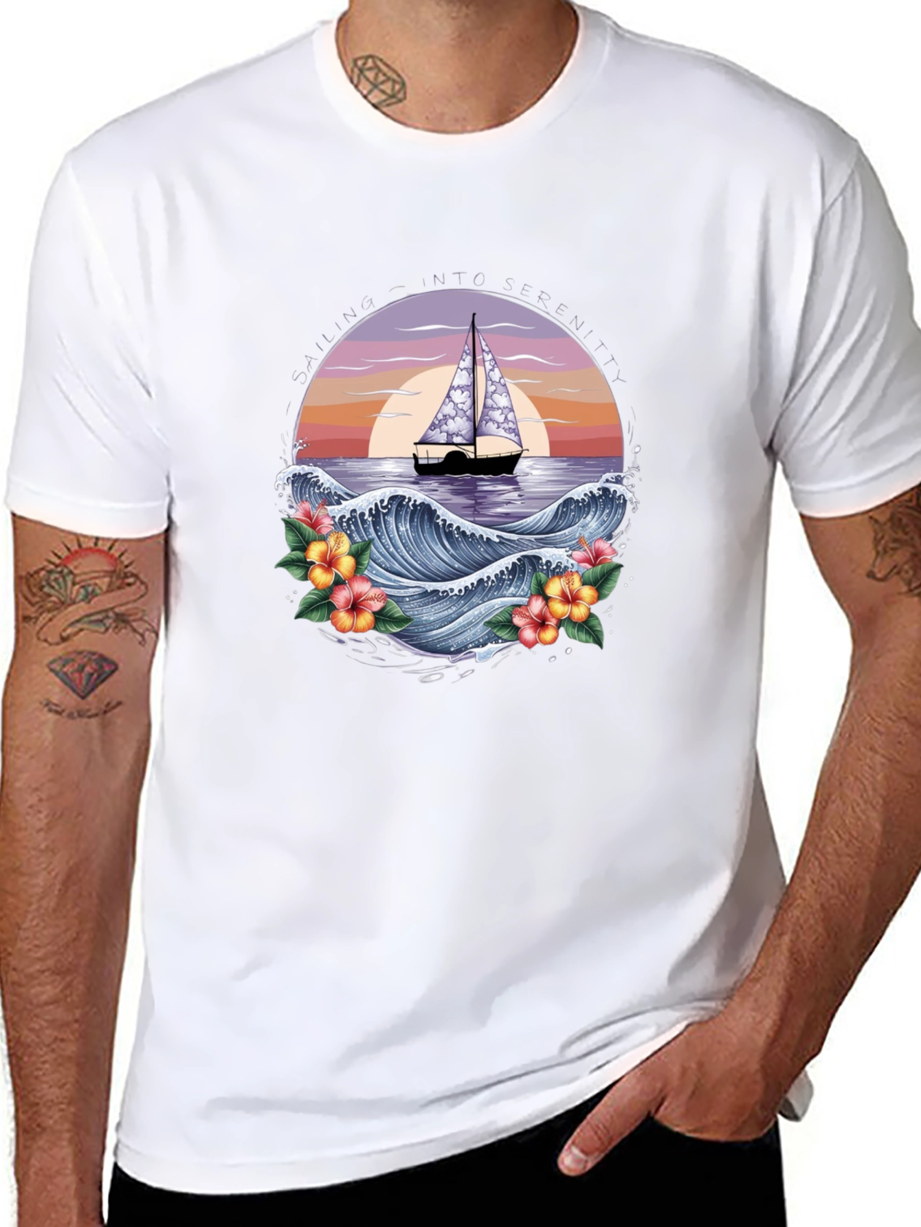Tropical Sailboat Graphic Tee - Island Vibes