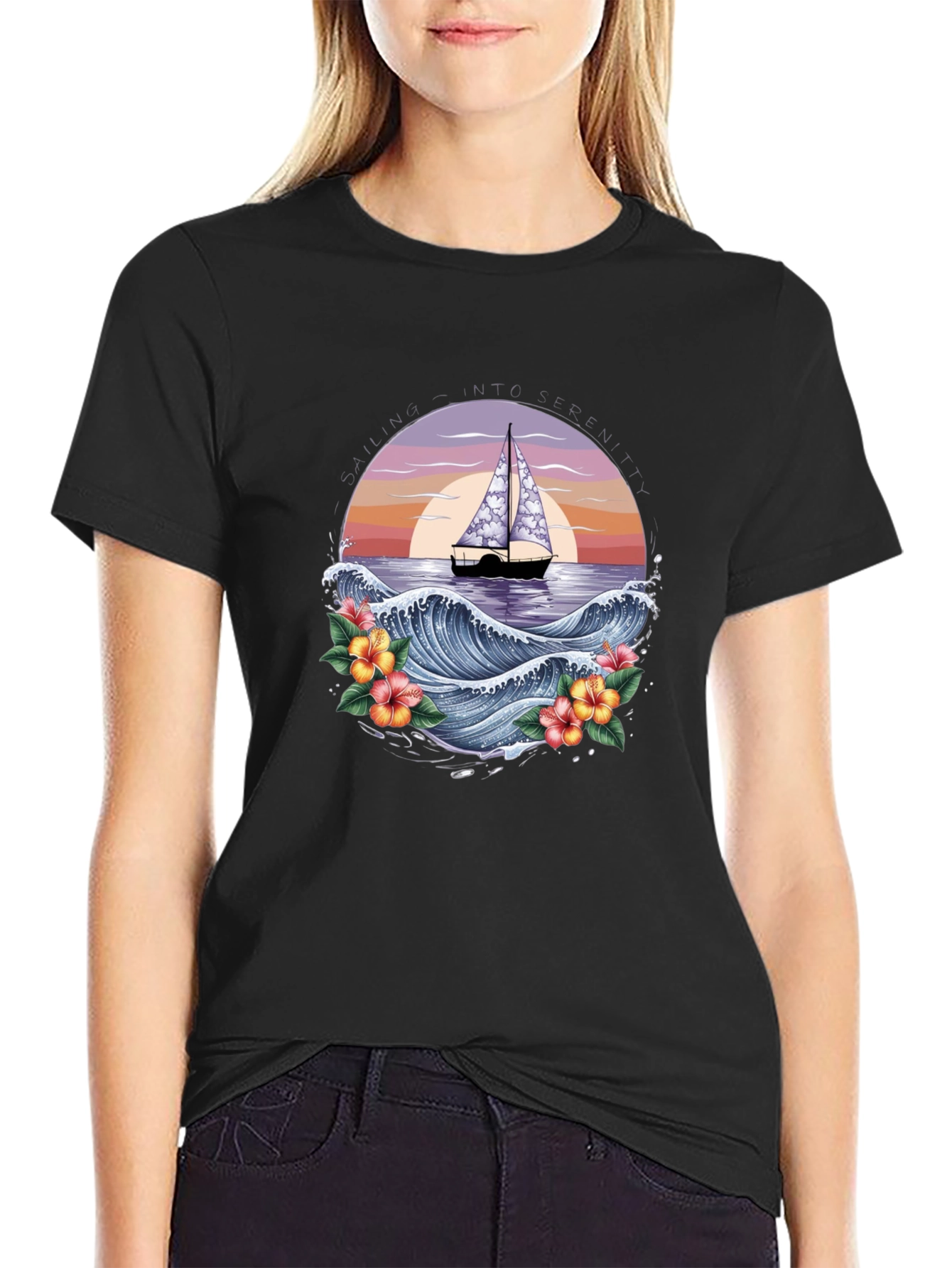 Tropical Sailboat Graphic Tee - Island Vibes