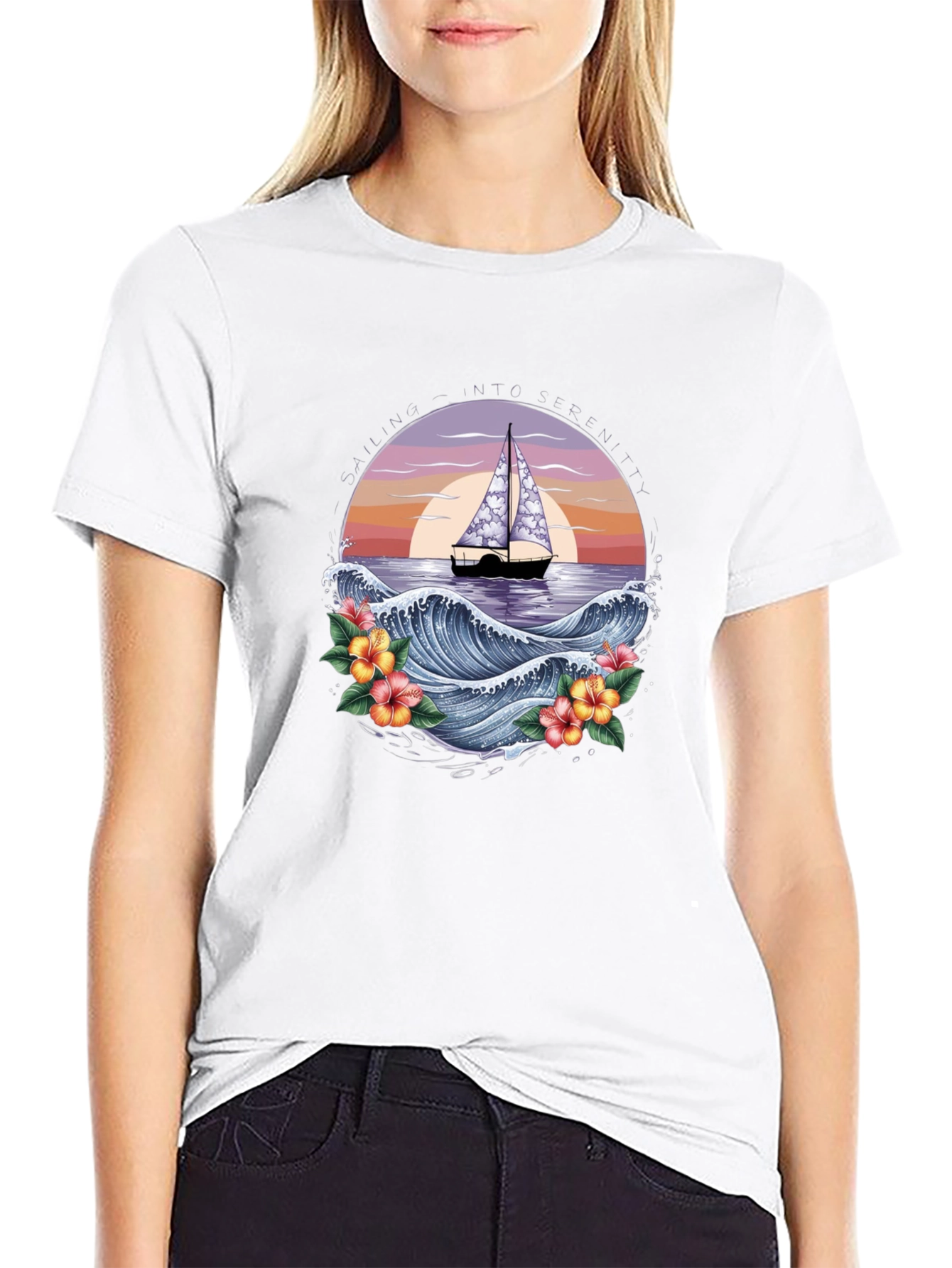 Tropical Sailboat Graphic Tee - Island Vibes