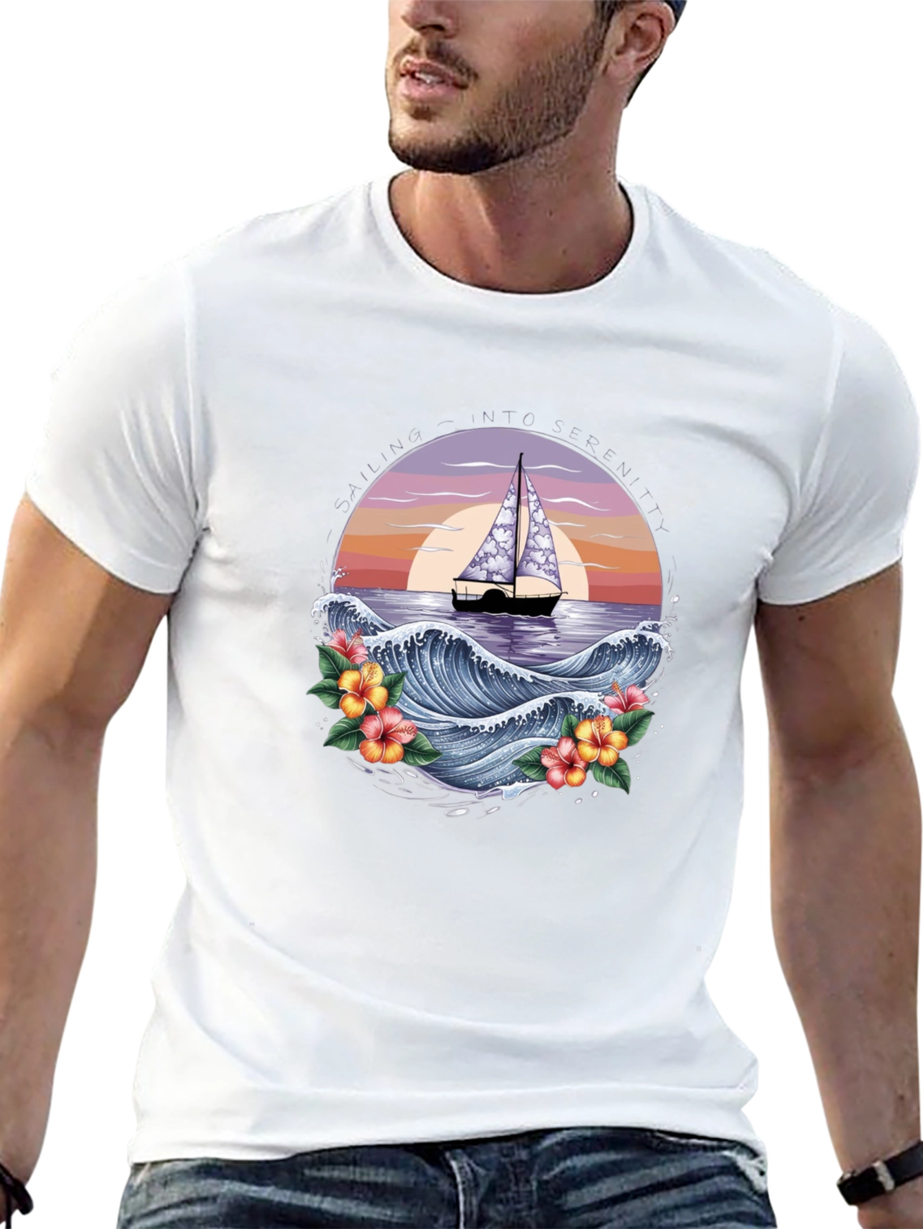 Tropical Sailboat Graphic Tee - Island Vibes
