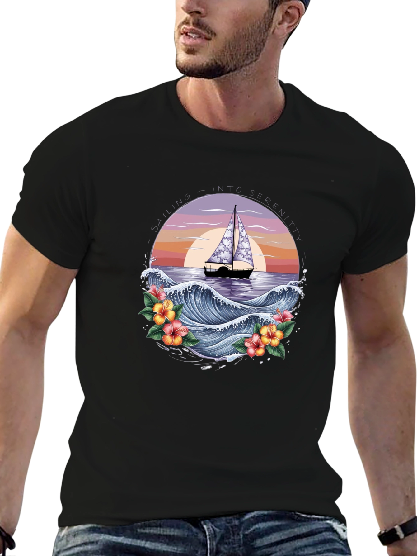 Tropical Sailboat Graphic Tee - Island Vibes