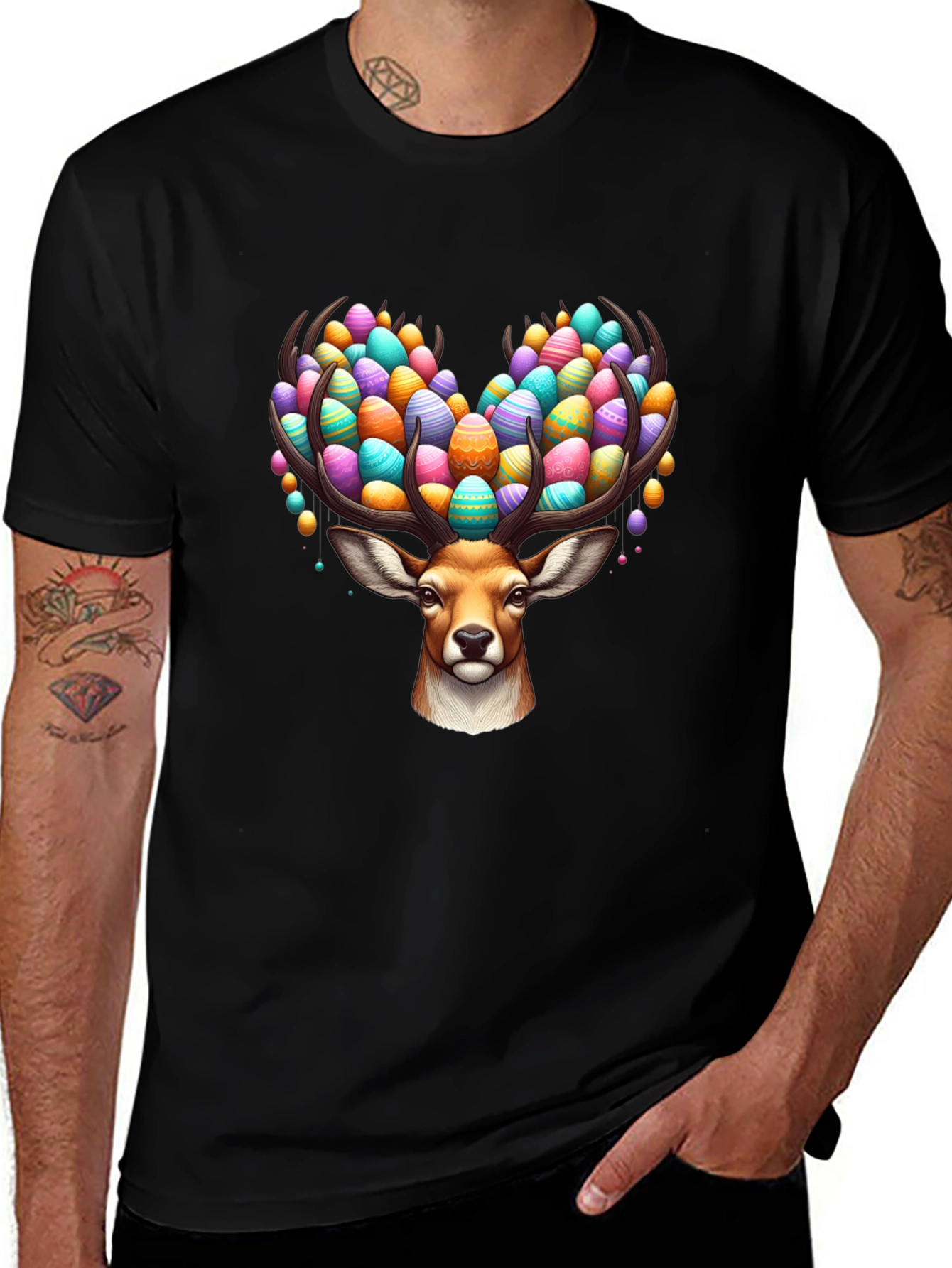 Easter Deer T-Shirt - Egg Antlers Holiday Tee