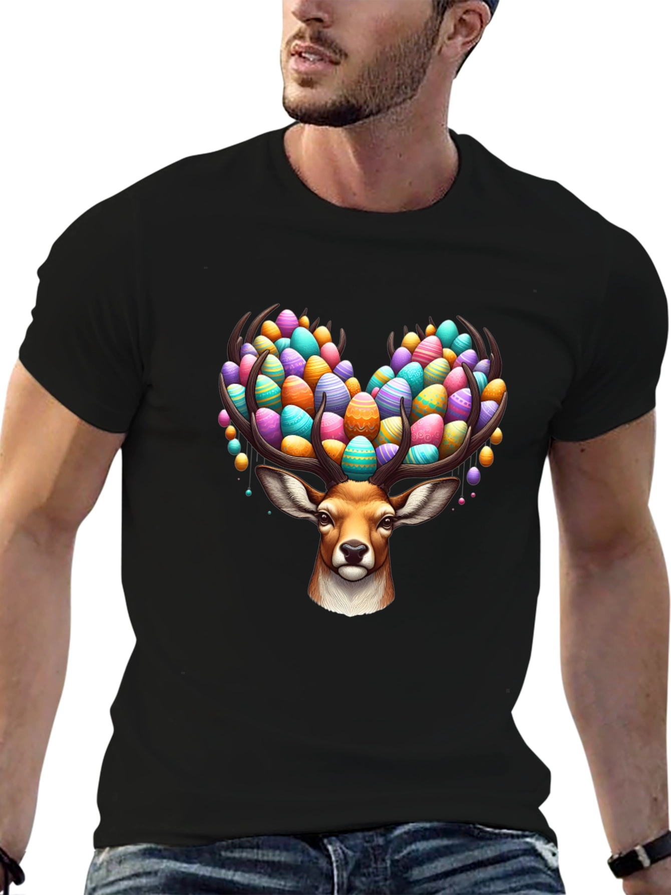 Easter Deer T-Shirt - Egg Antlers Holiday Tee