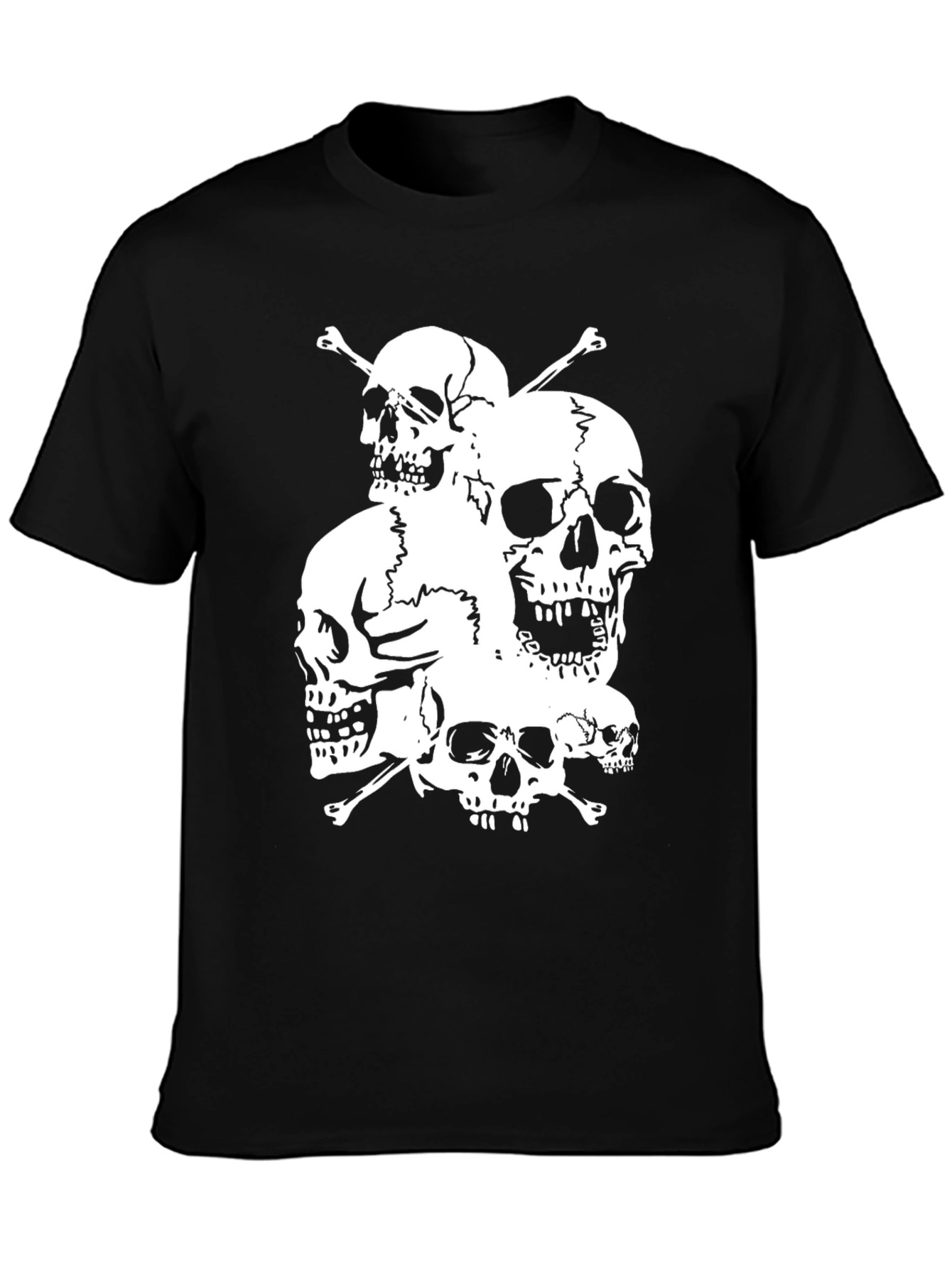 Skull Pile Graphic Tee - Black Cotton T-Shirt