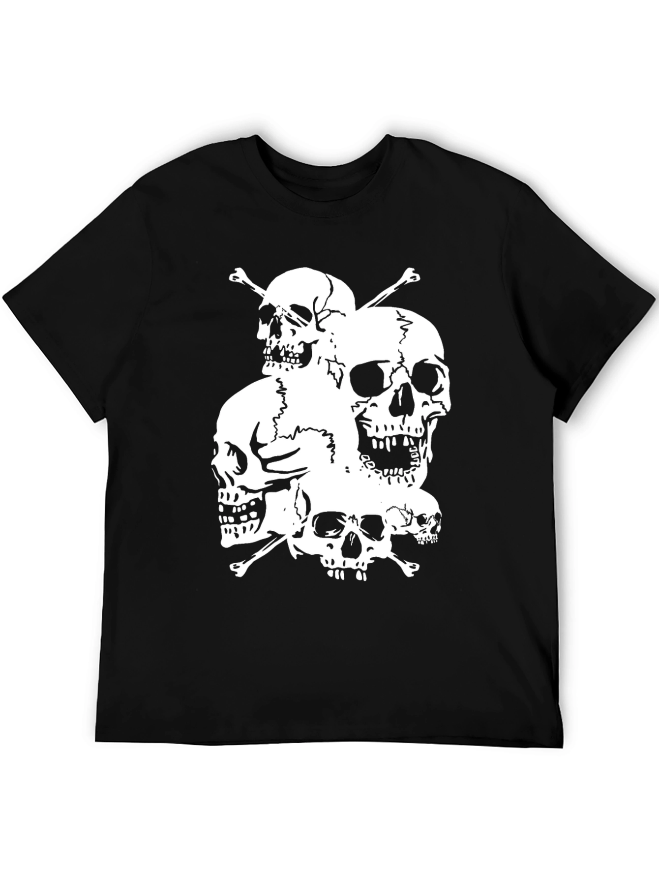Skull Pile Graphic Tee - Black Cotton T-Shirt
