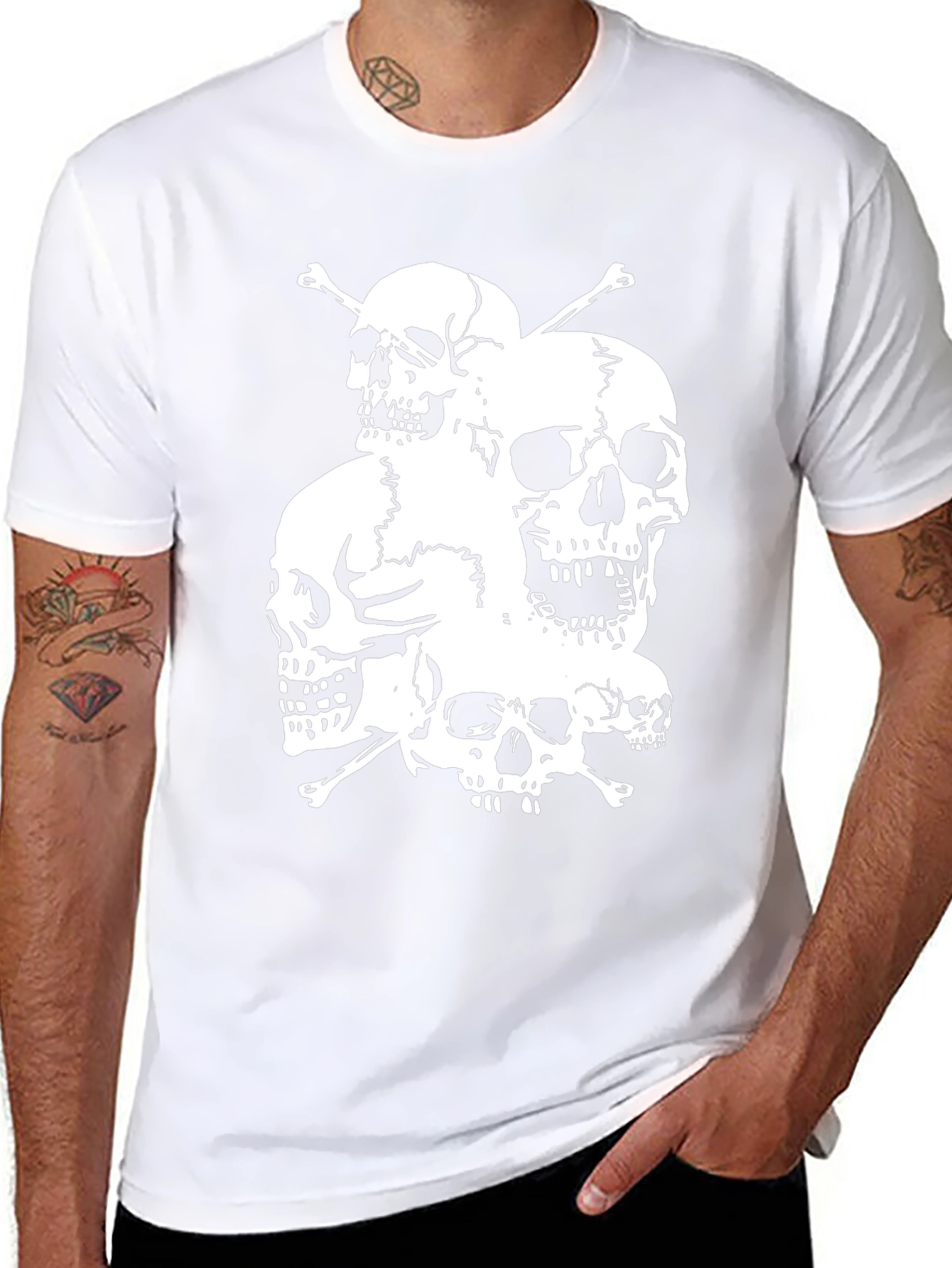 Skull Pile Graphic Tee - Black Cotton T-Shirt