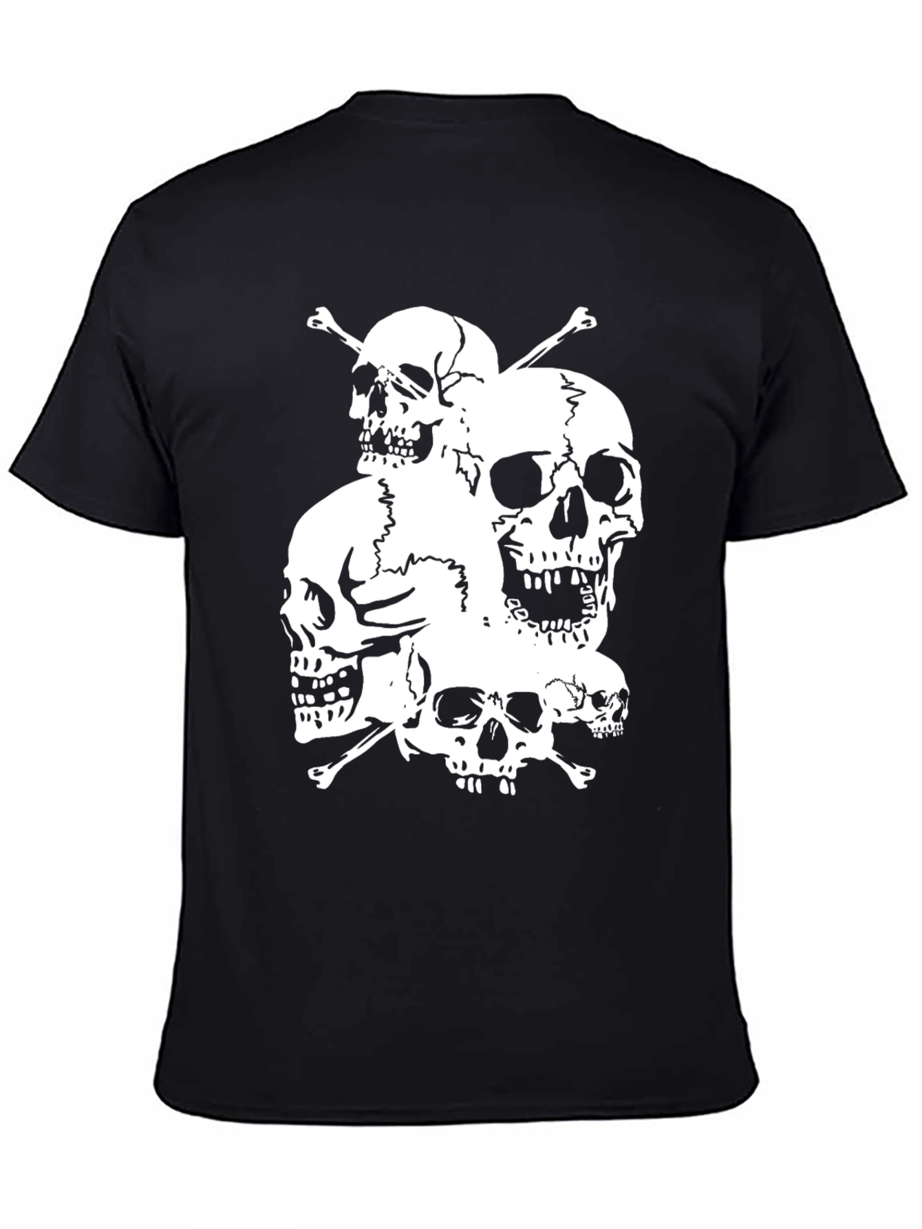 Skull Pile Graphic Tee - Black Cotton T-Shirt