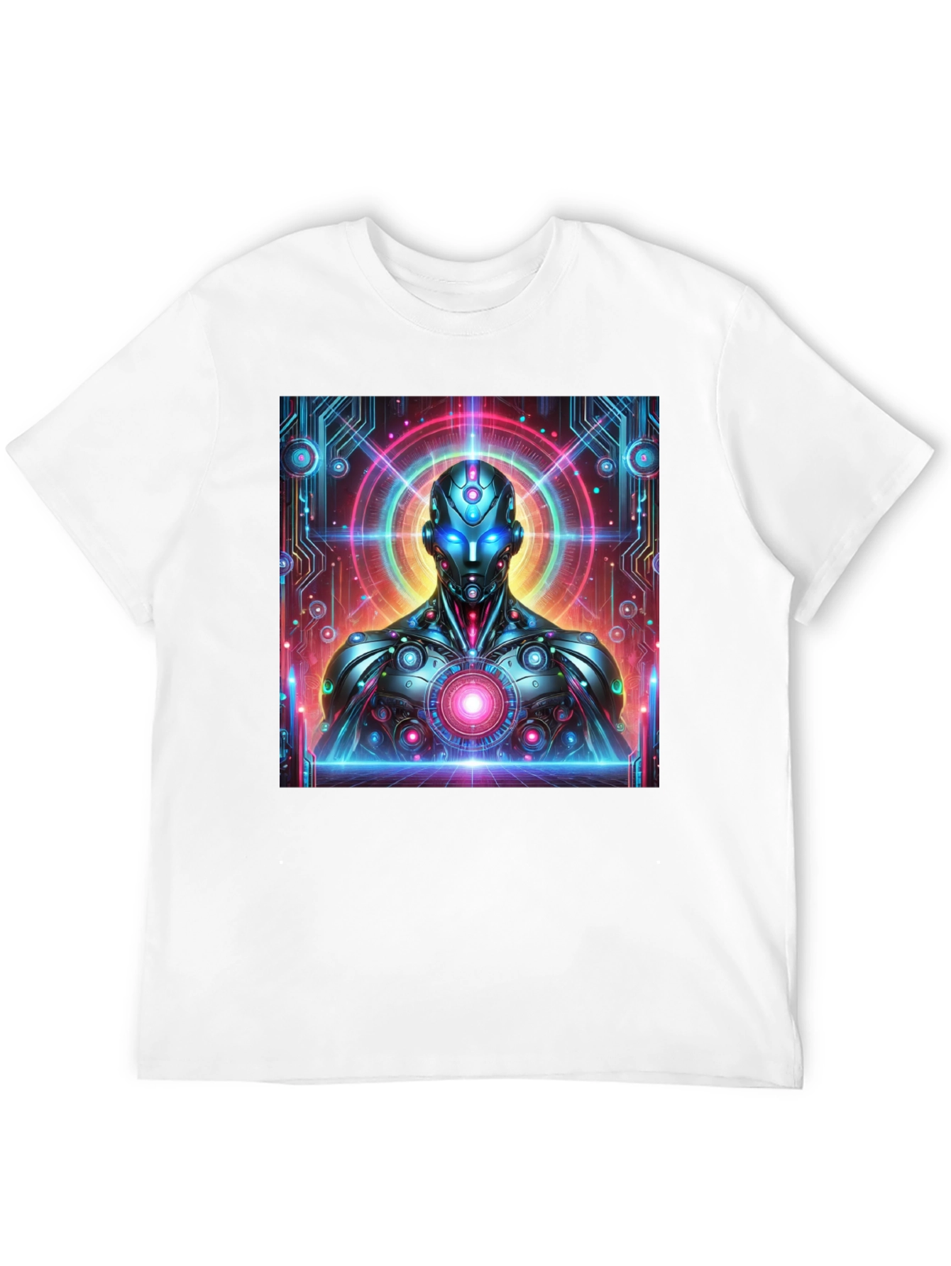 Futuristic Robot Graphic Tee - Black