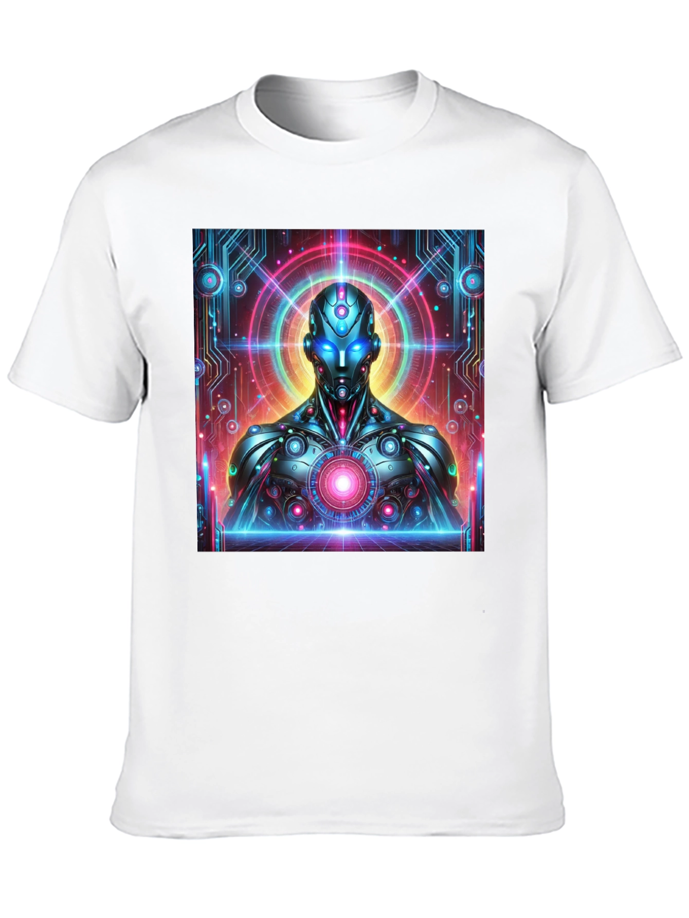 Futuristic Robot Graphic Tee - Black