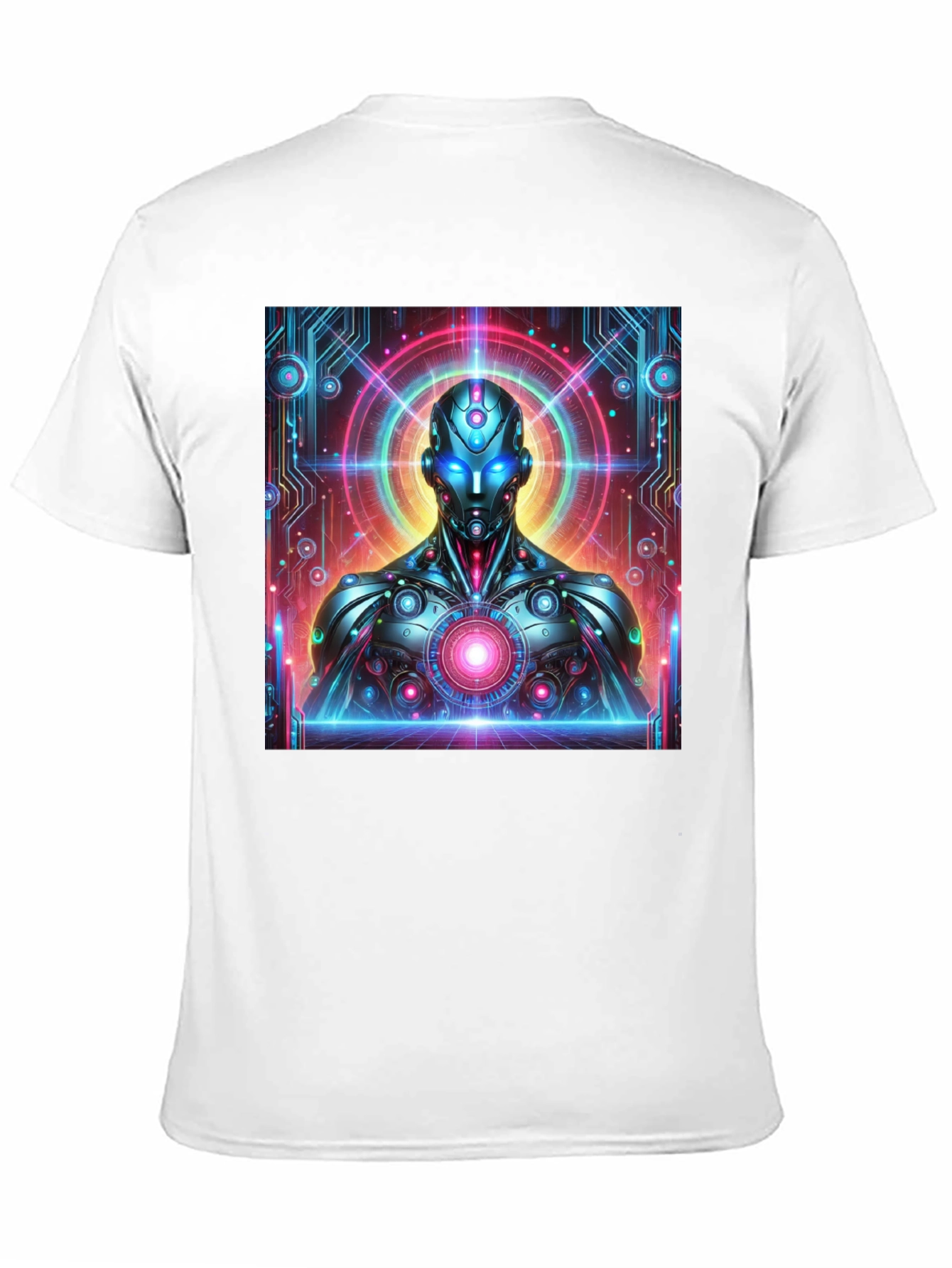 Futuristic Robot Graphic Tee - Black