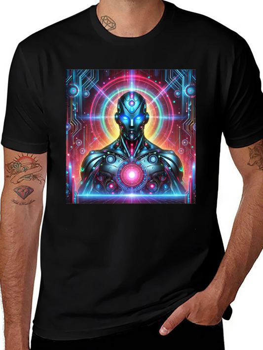 Futuristic Robot Graphic Tee - Black