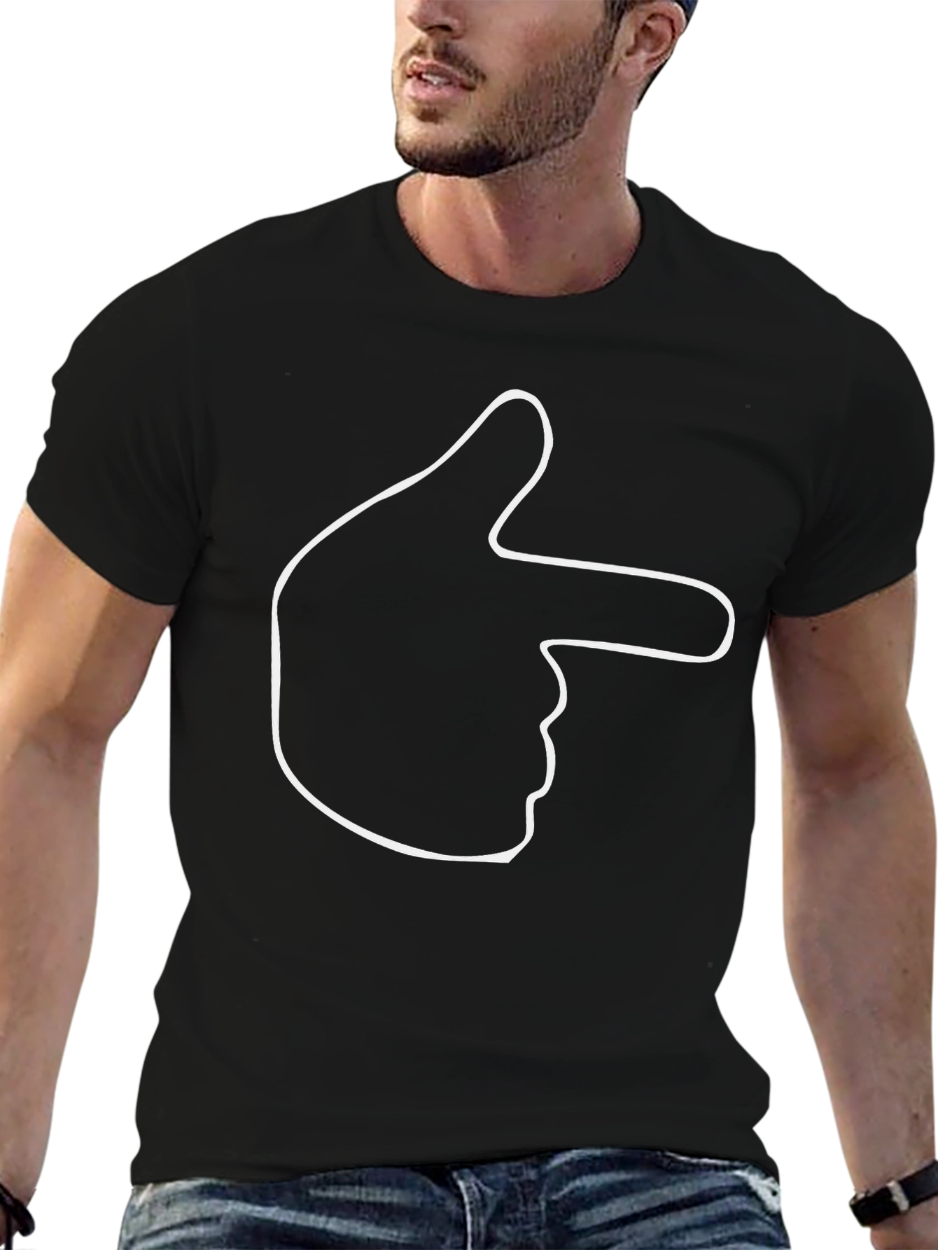 Pointing Finger Graphic Tee - Black