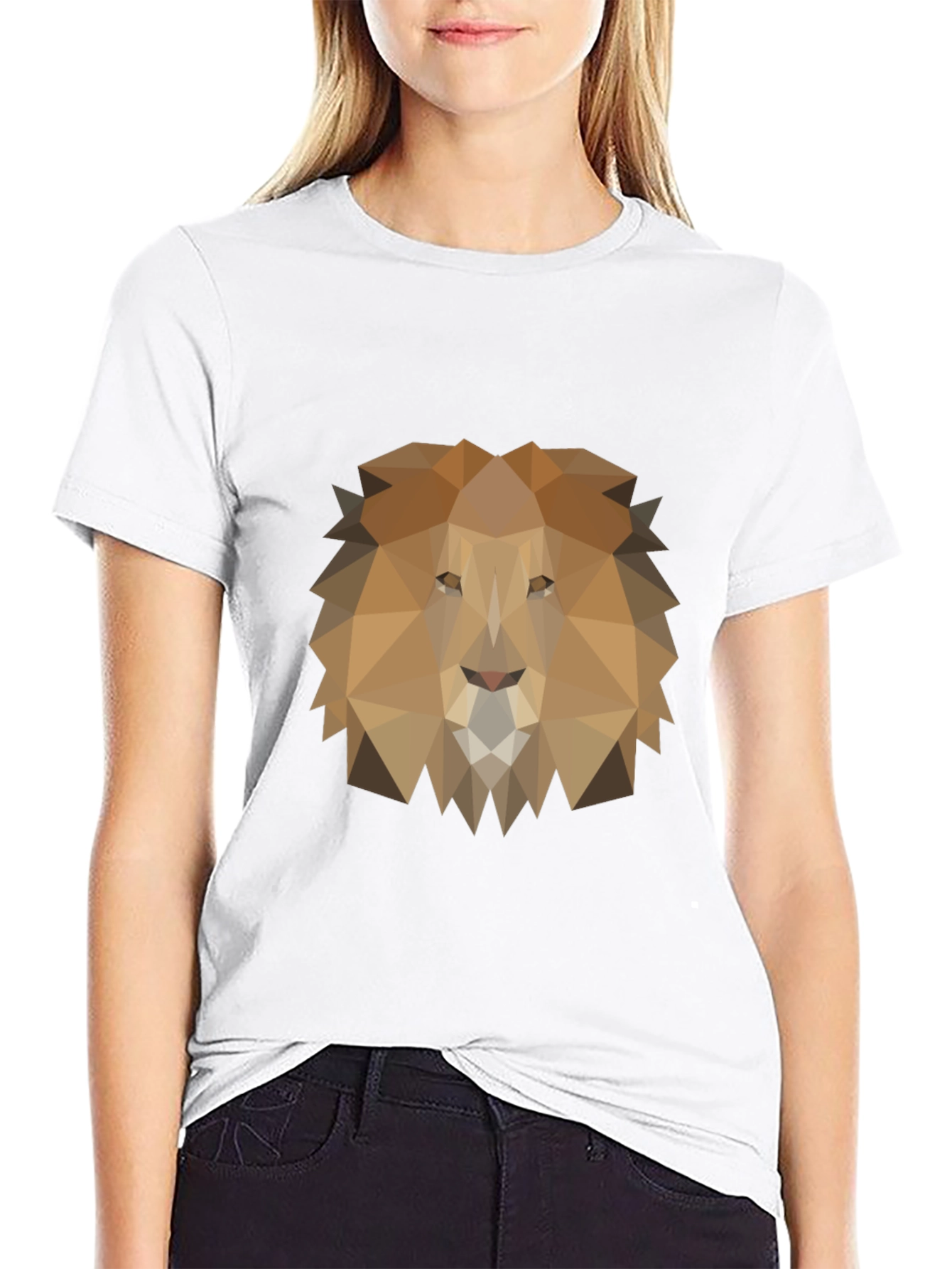 Geometric Lion Graphic Tee - Modern Style
