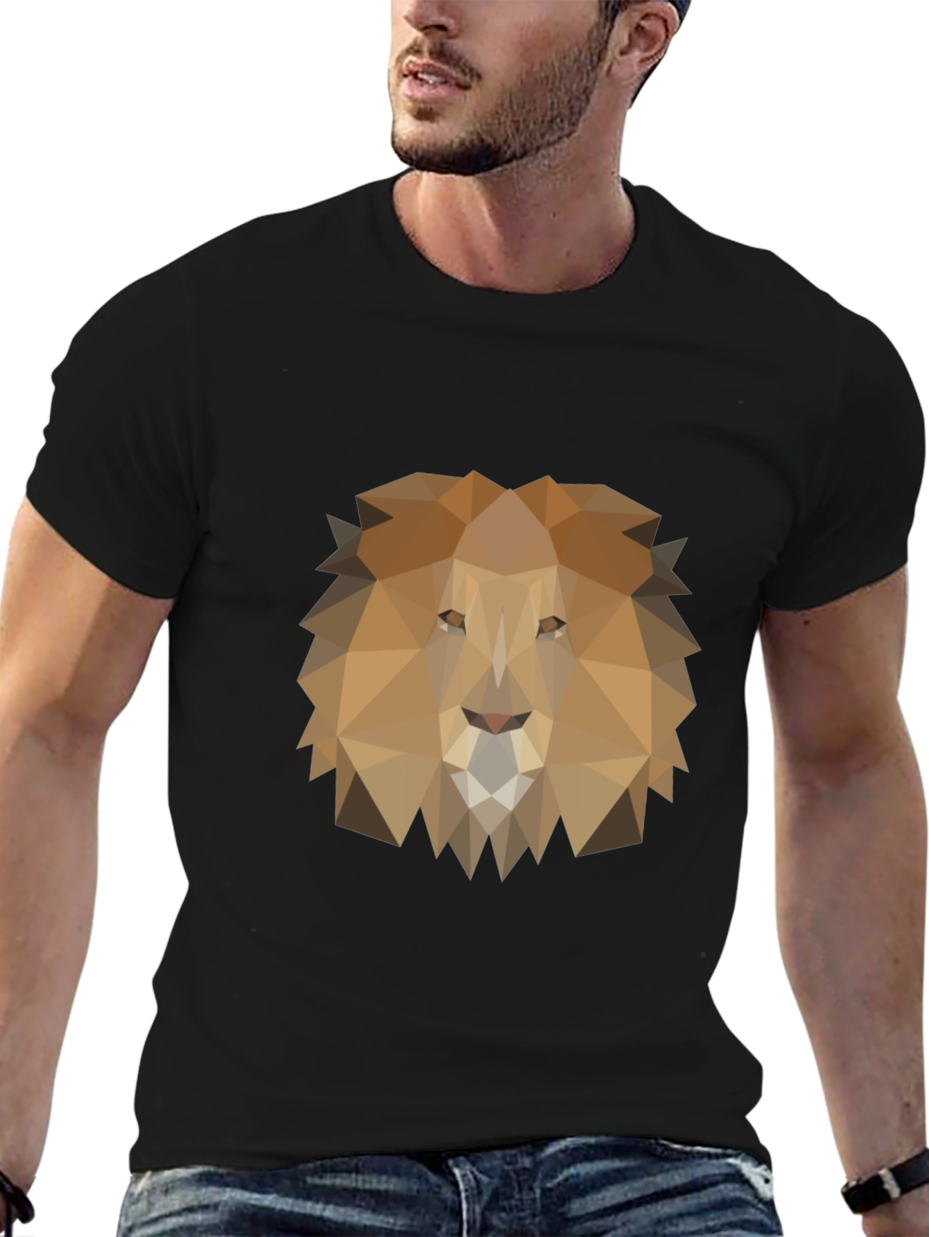Geometric Lion Graphic Tee - Modern Style