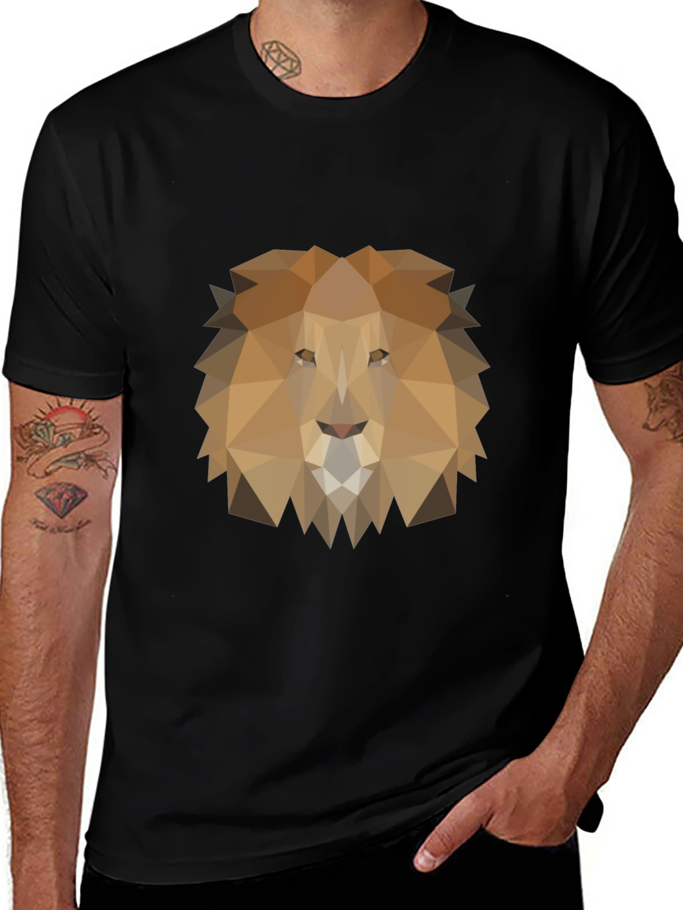 Geometric Lion Graphic Tee - Modern Style
