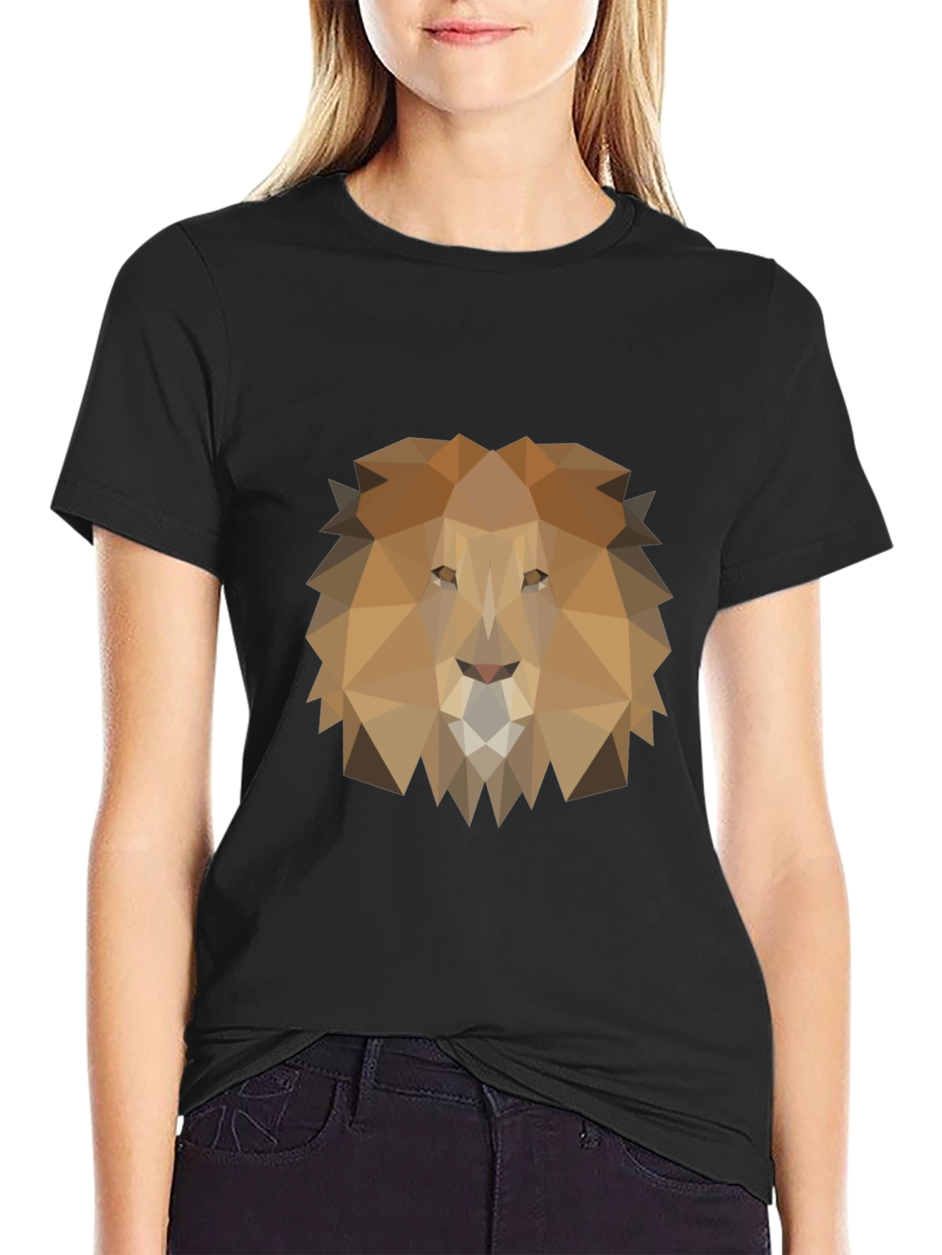 Geometric Lion Graphic Tee - Modern Style