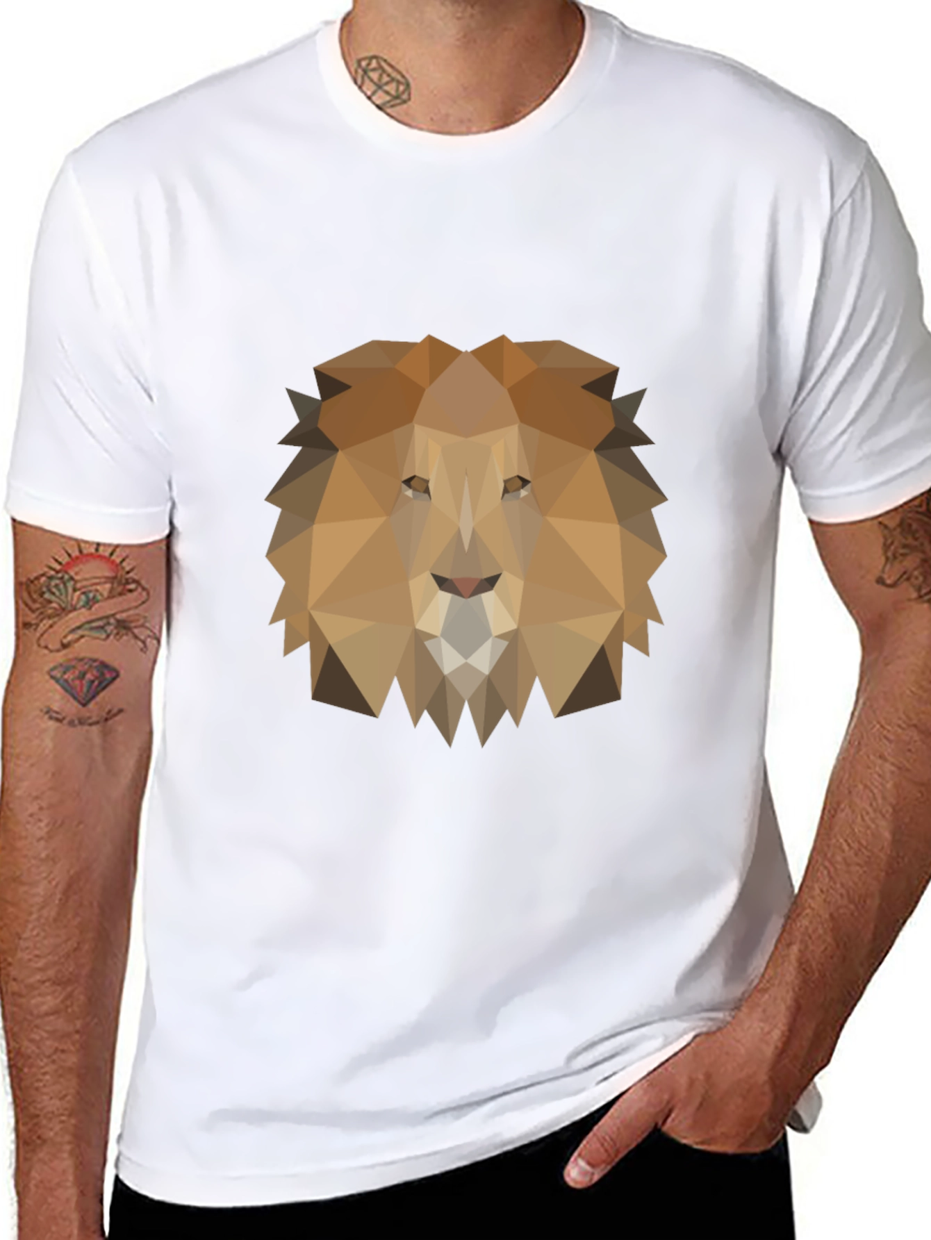 Geometric Lion Graphic Tee - Modern Style