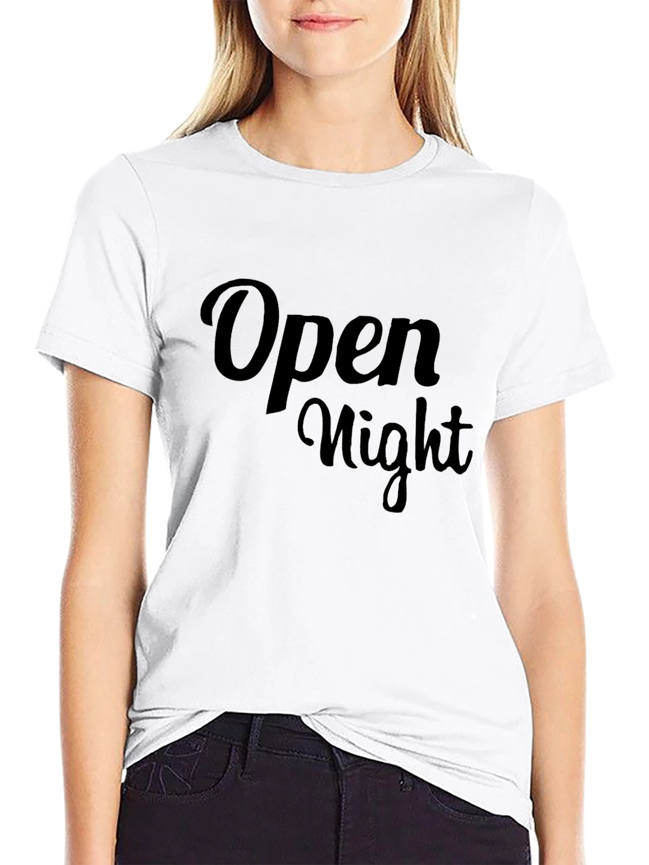 Open Night Black Cotton T-Shirt