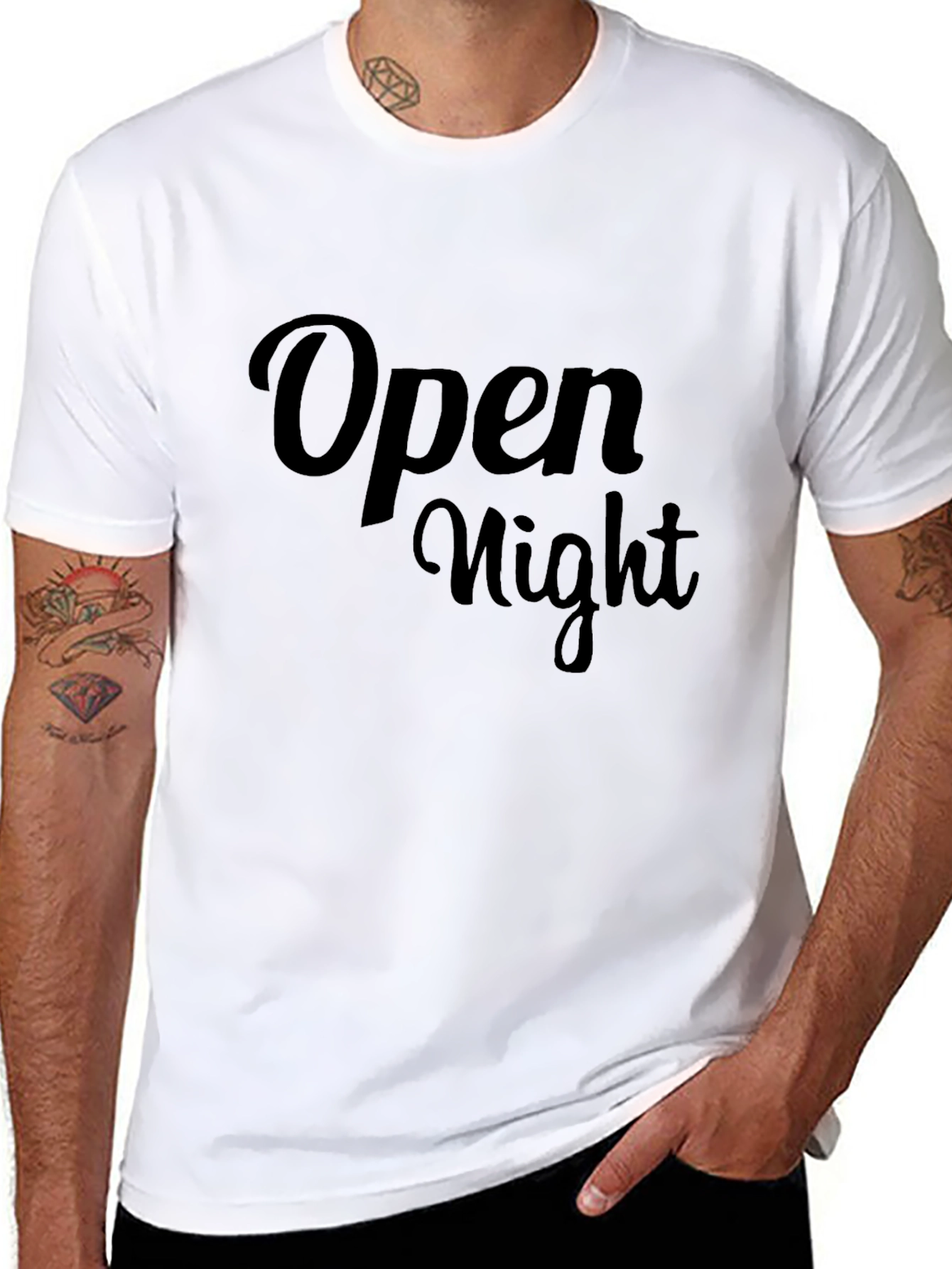 Open Night Black Cotton T-Shirt