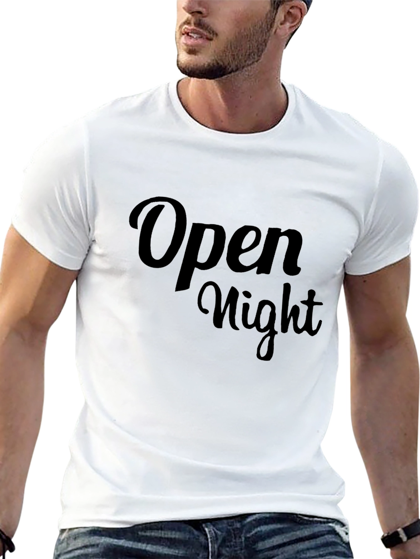 Open Night Black Cotton T-Shirt
