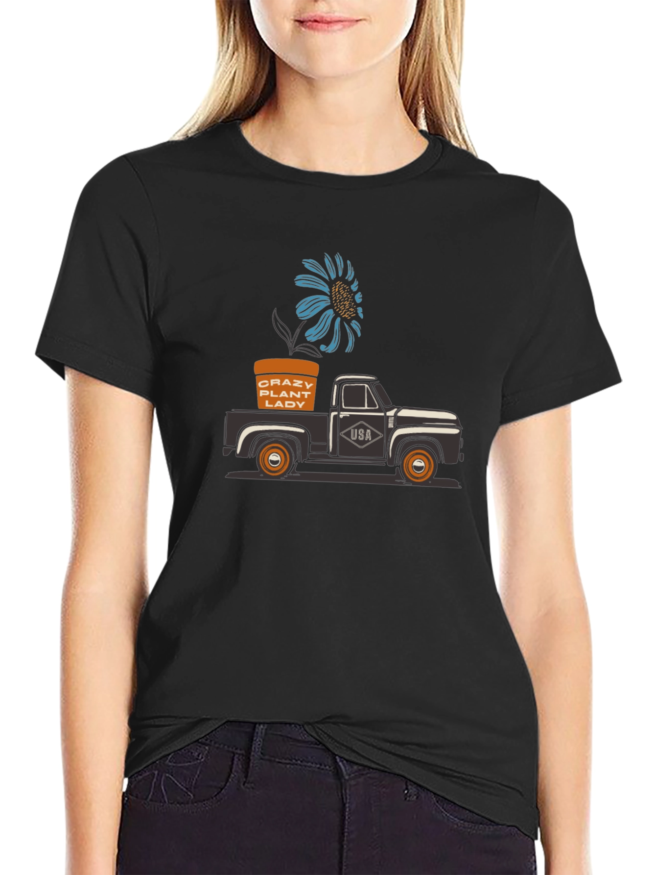 Crazy Plant Lady Truck T-Shirt - Black