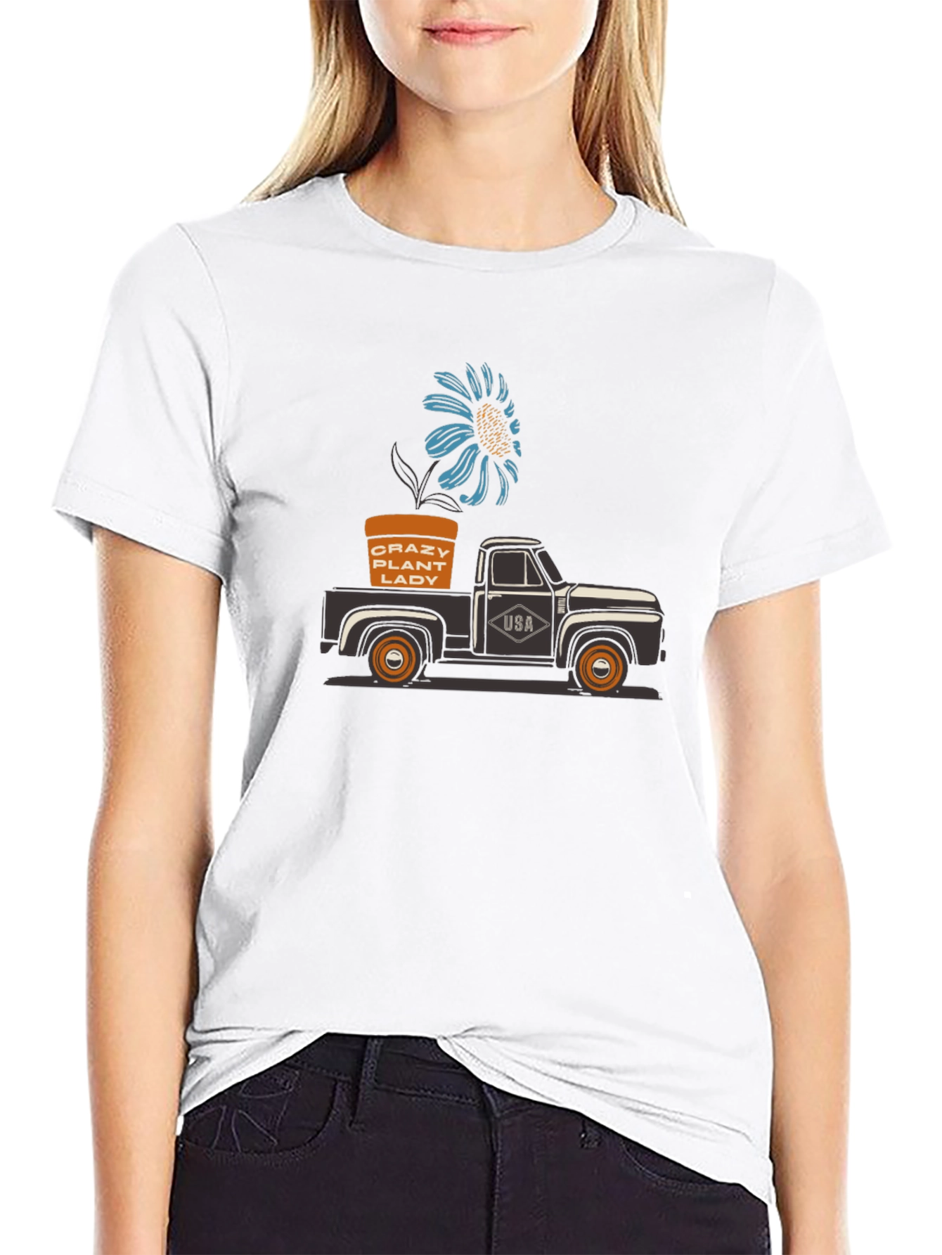 Crazy Plant Lady Truck T-Shirt - Black