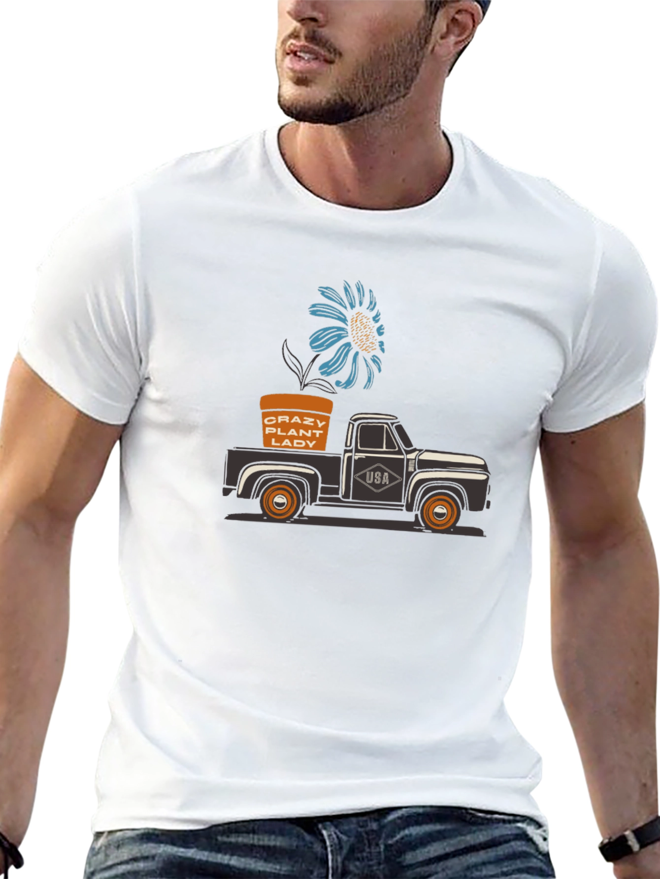 Crazy Plant Lady Truck T-Shirt - Black