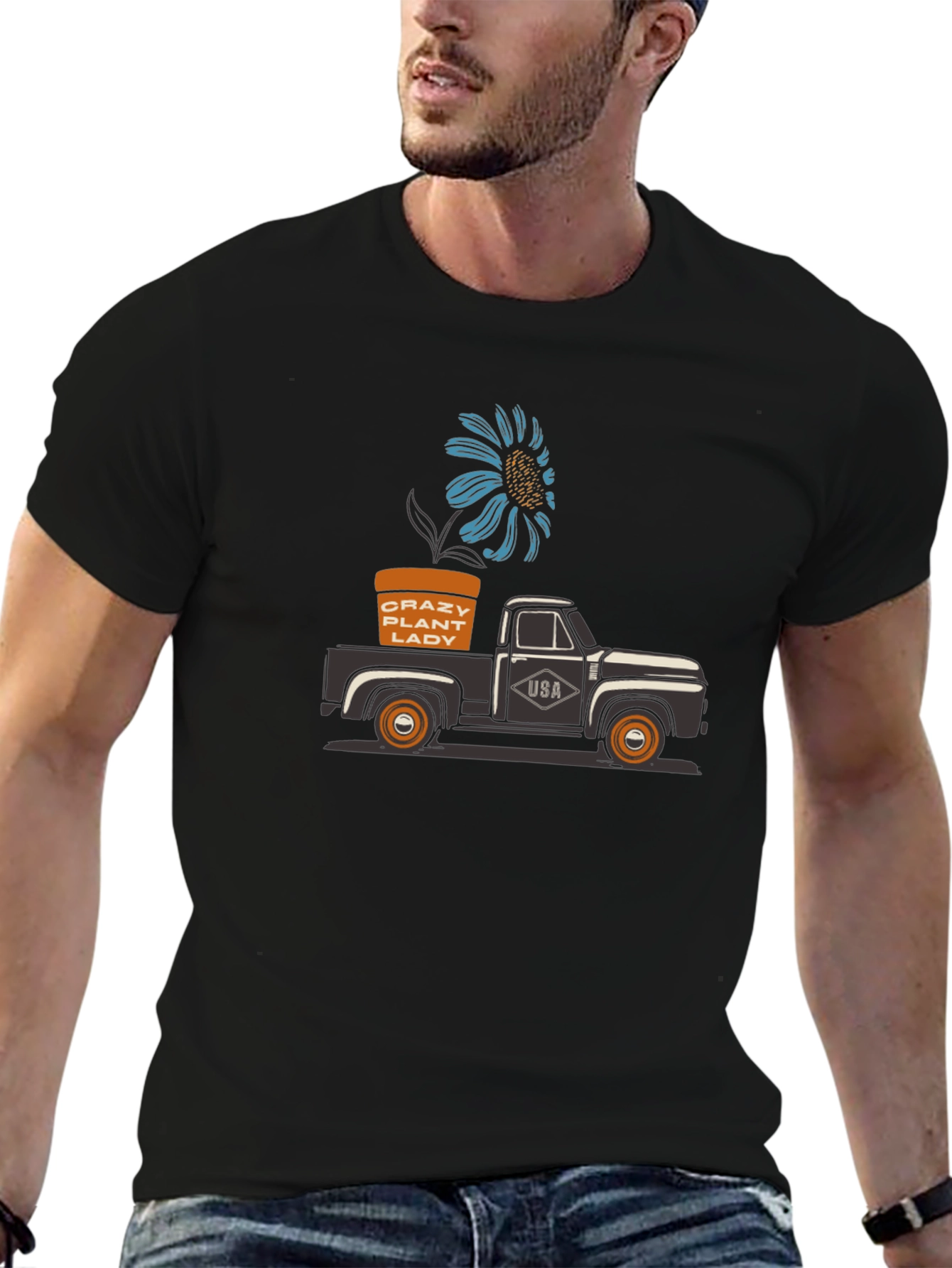 Crazy Plant Lady Truck T-Shirt - Black