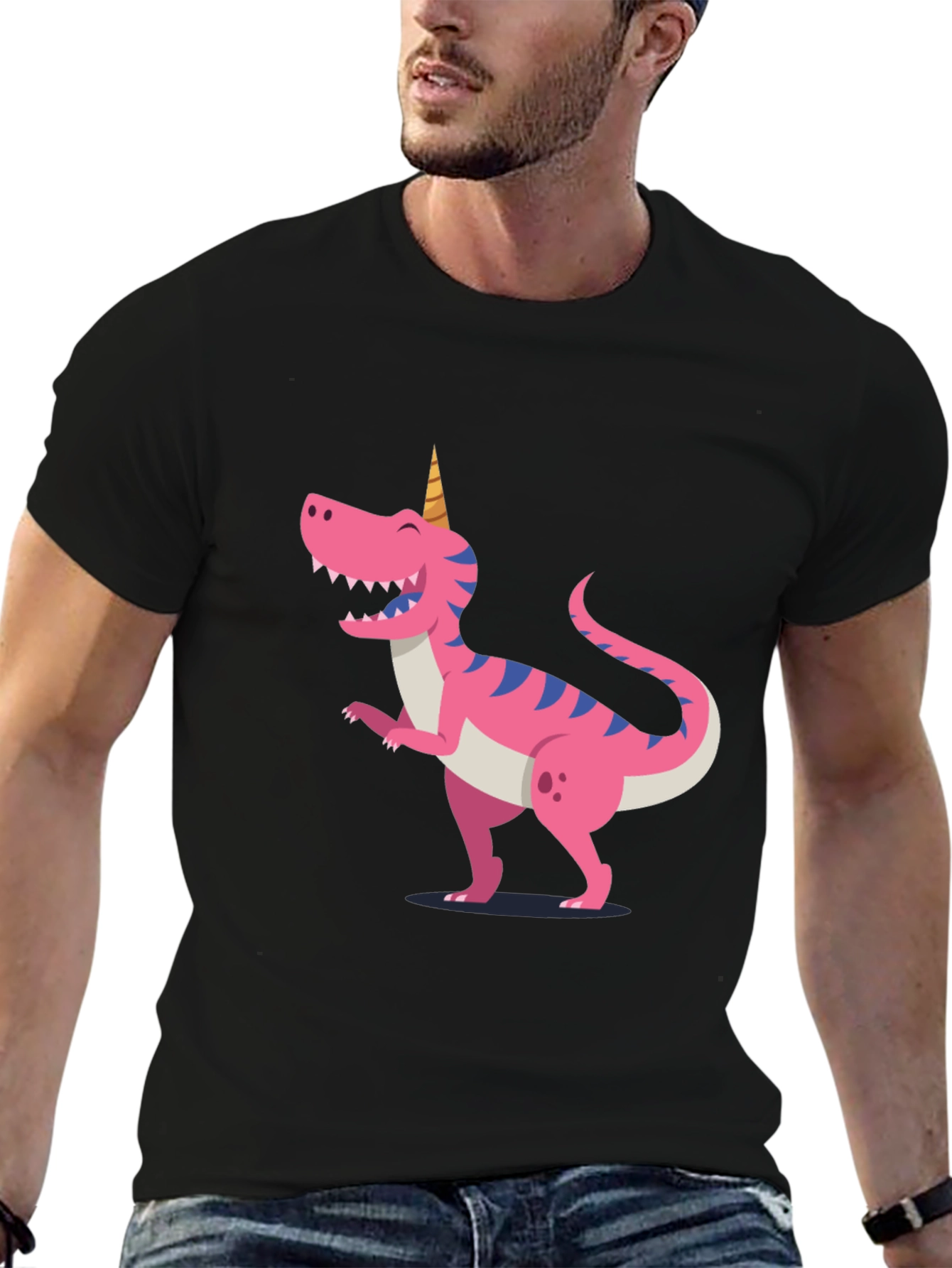 Dino-Unicorn T-Shirt - Black Cotton Tee