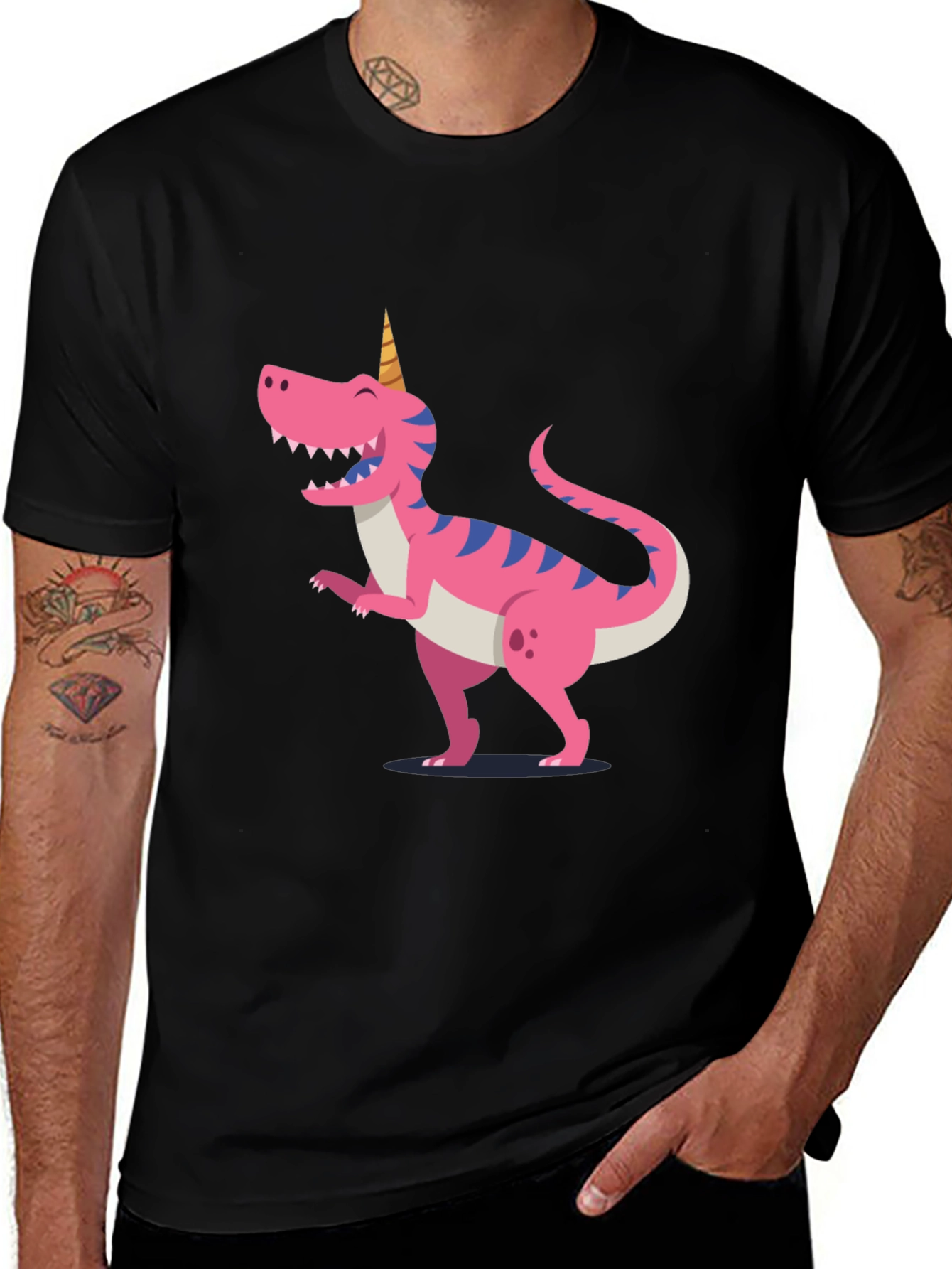 Dino-Unicorn T-Shirt - Black Cotton Tee